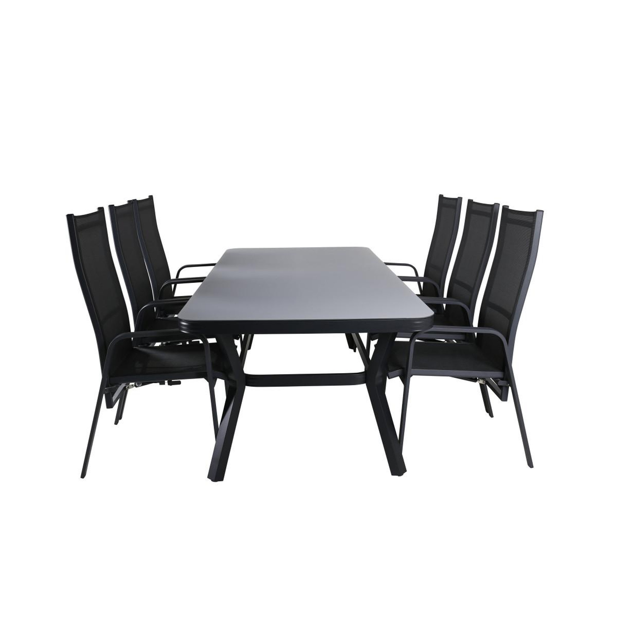 Voir la diapositive 3 : Paris Prix Ensemble Table de Jardin & 6 Chaises  Virya & Copacabana  200cm Noir