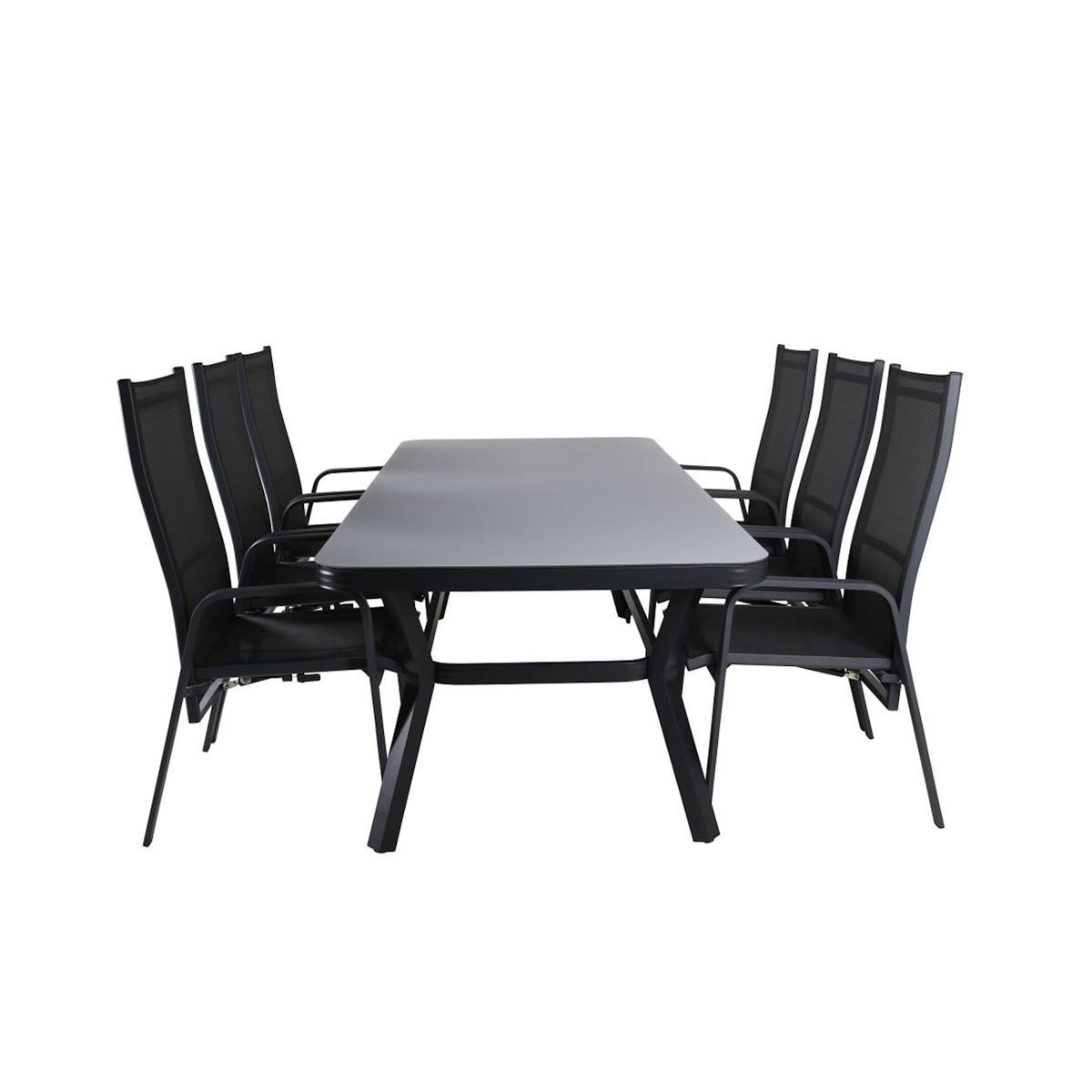 Paris Prix Ensemble Table de Jardin & 6 Chaises  Virya & Copacabana  200cm Noir