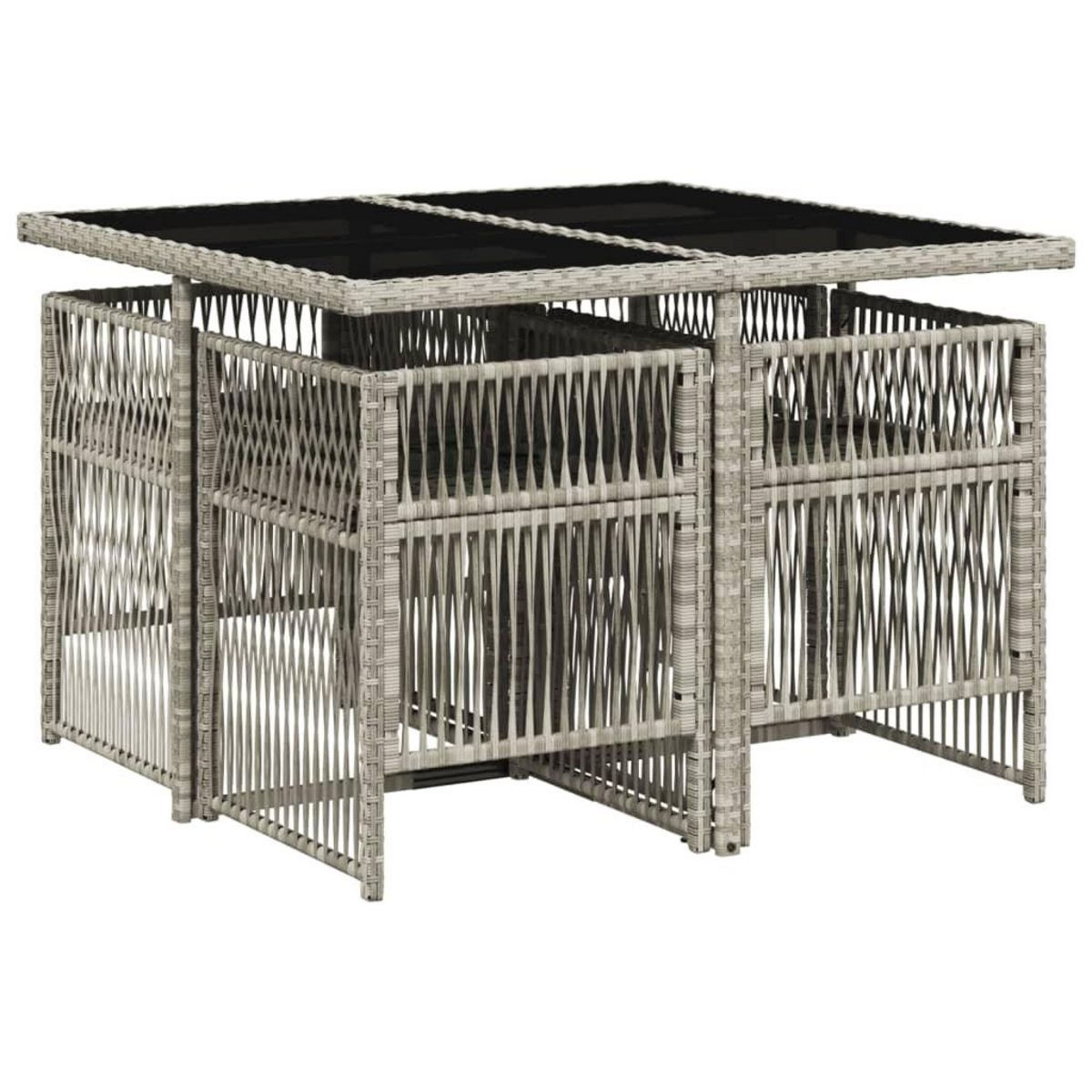 VIDAXL Ensemble a manger de jardin et coussins 5 pcs gris clair rotin