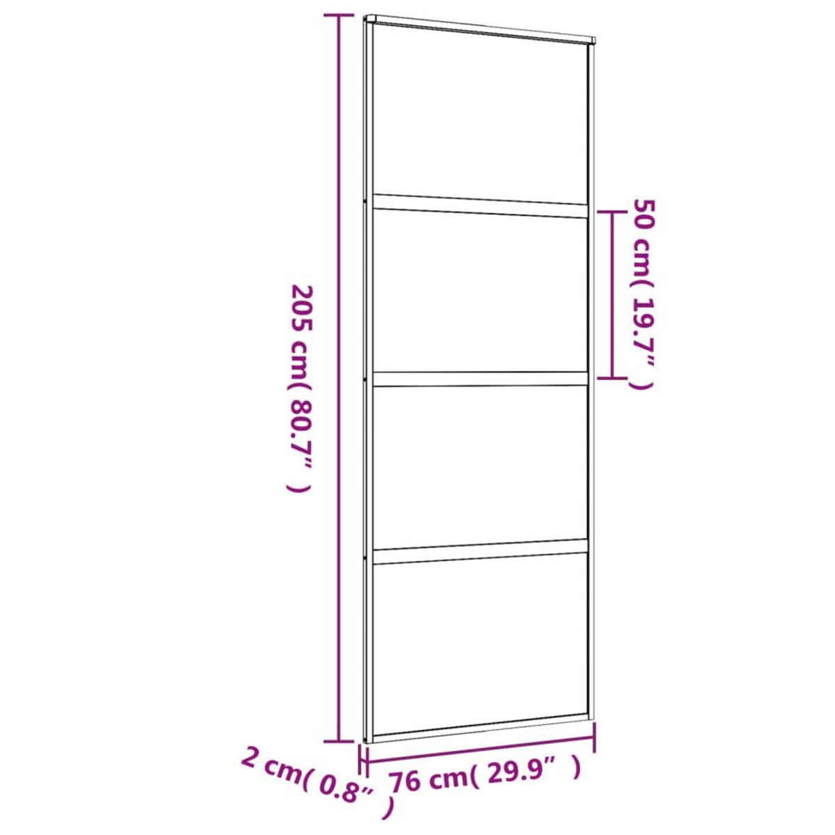 VIDAXL Porte coulissante dore 76x205 cm verre ESG clair et aluminium