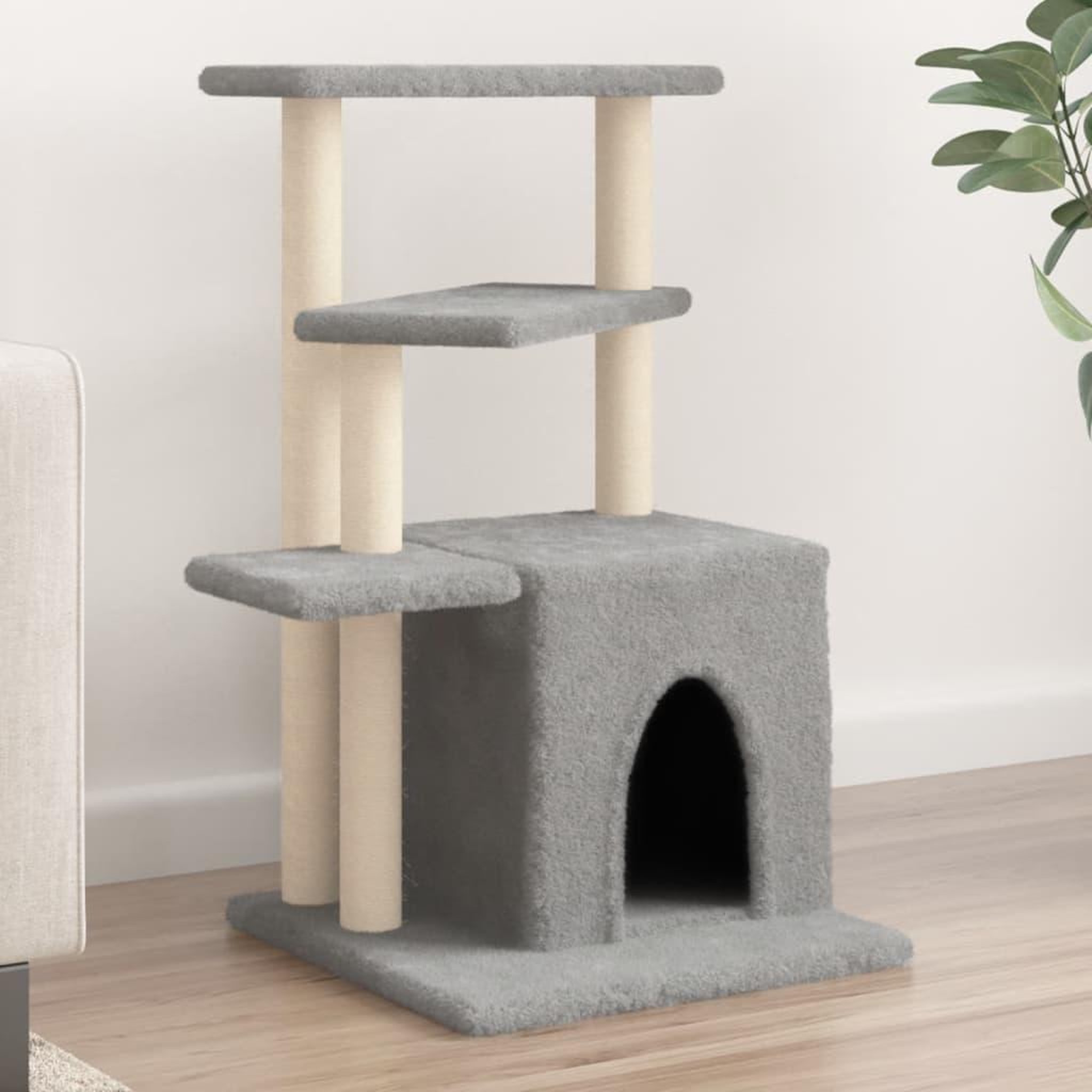 Voir la diapositive 1 : VIDAXL Arbre a chat avec griffoirs en sisal gris clair 83,5 cm