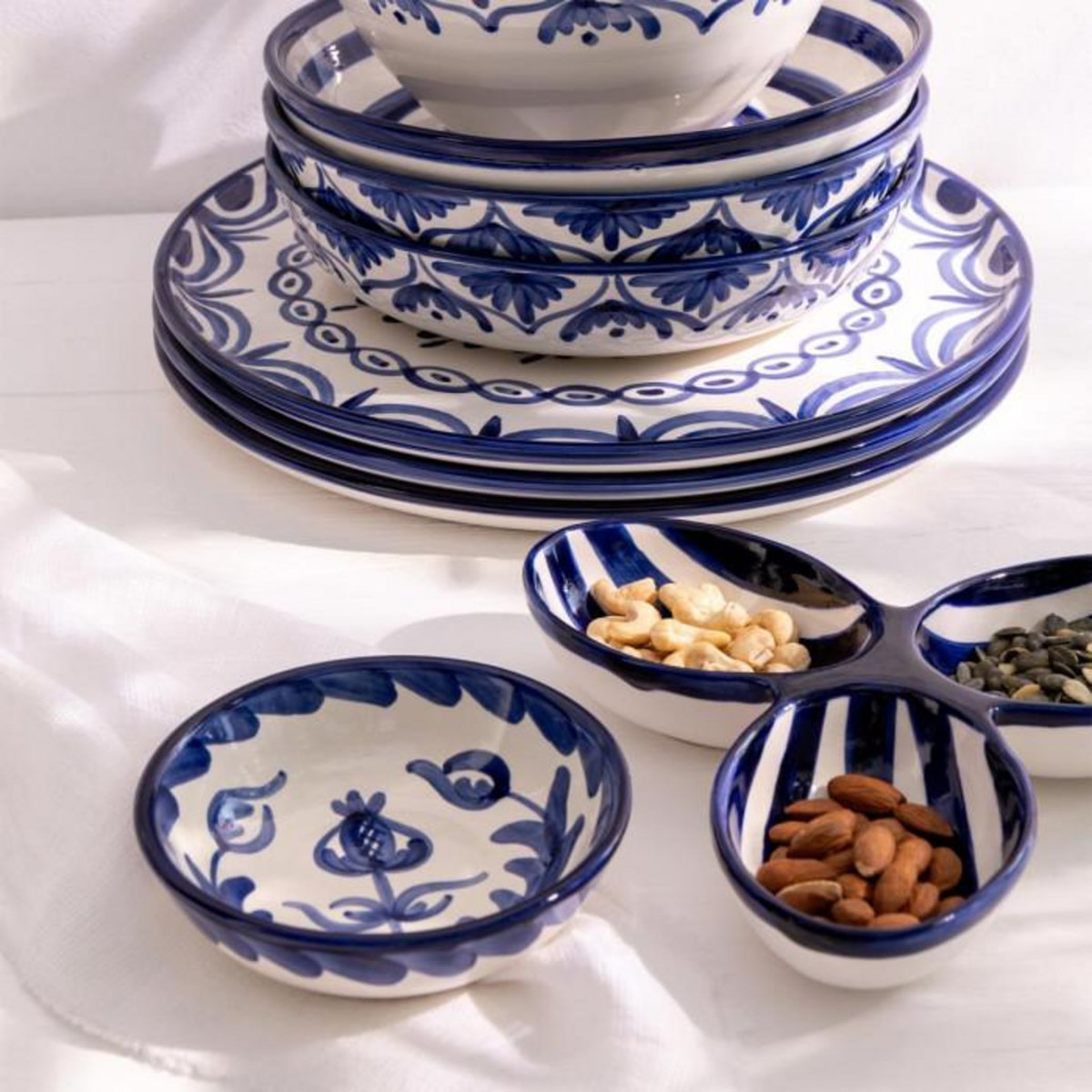 Paris Prix Service Apéritif en Céramique  Granada  24cm Bleu Cobalt