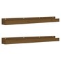 Voir la diapositive 2 : VIDAXL Etageres murales 2pcs Marron miel 110x12x9cm Bois de pin massif