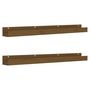 Voir la diapositive 2 : VIDAXL Etageres murales 2pcs Marron miel 110x12x9cm Bois de pin massif