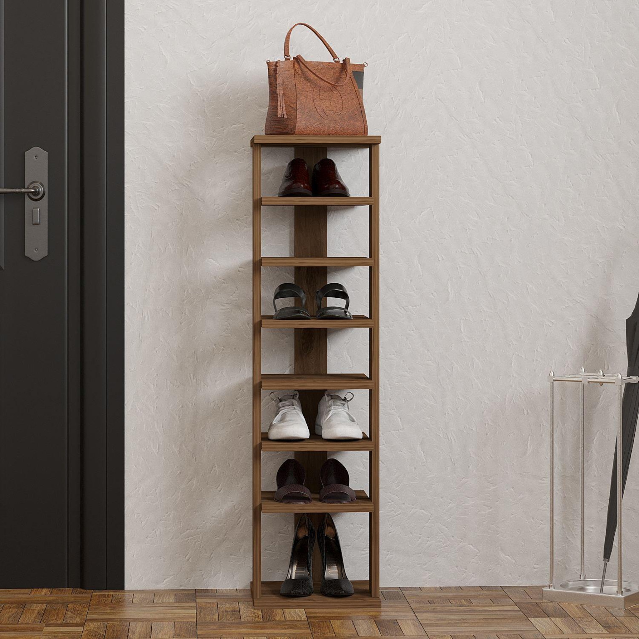 Voir la diapositive 3 : Habitat et Jardin Meuble à chaussures en bois  ayka  - 30 x 30 x 110 cm - marron
