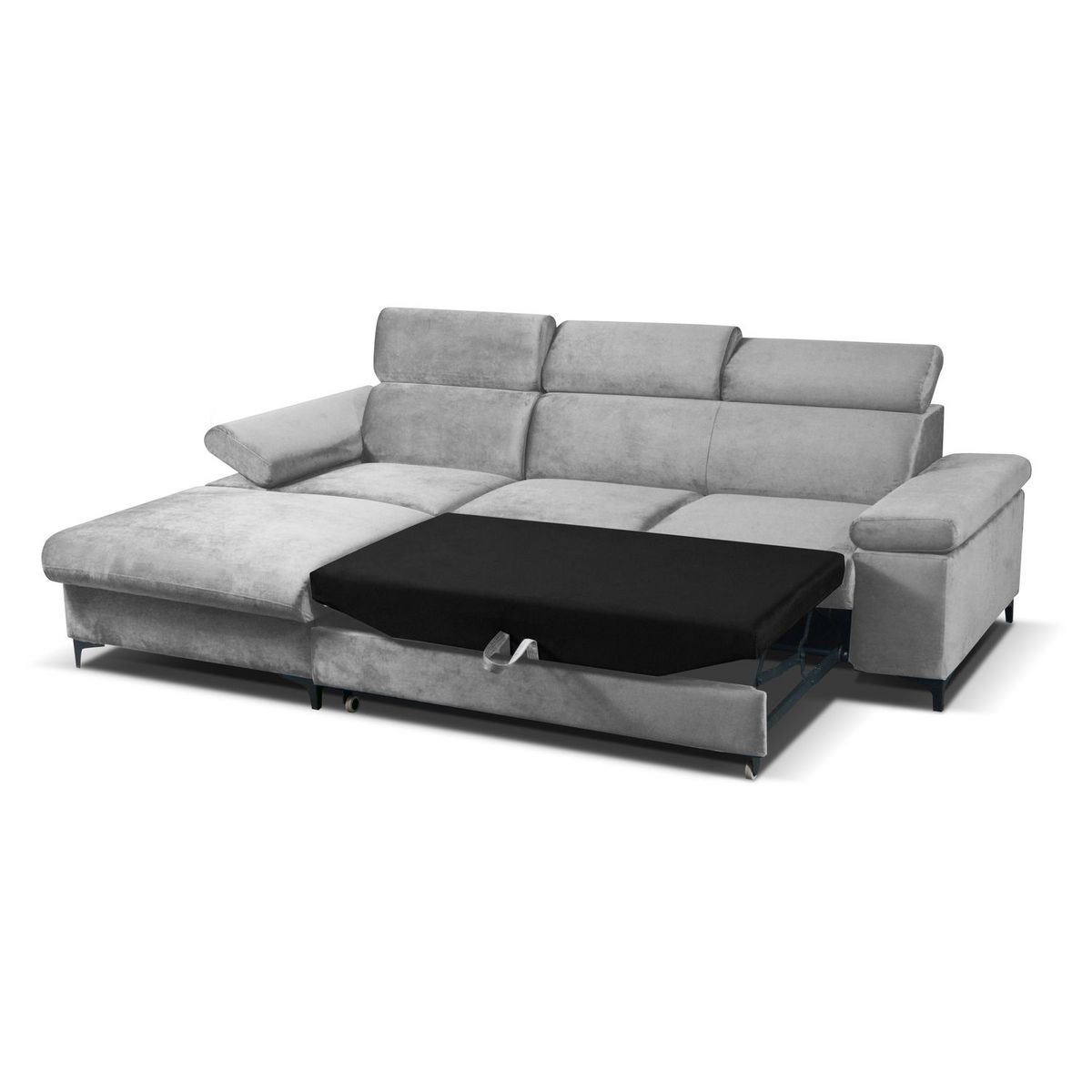 Canapé d'angle gauche fixe convertible 5 places avec coffre de rangement AURELIE