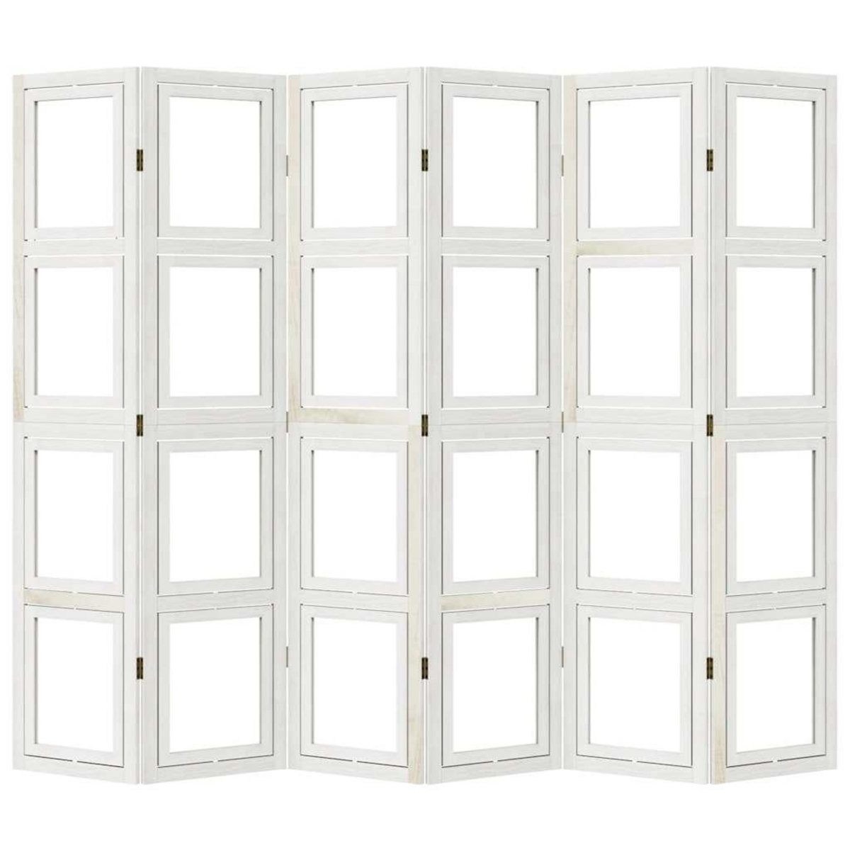 VIDAXL Cloison de separation 6 panneaux blanc bois de paulownia massif