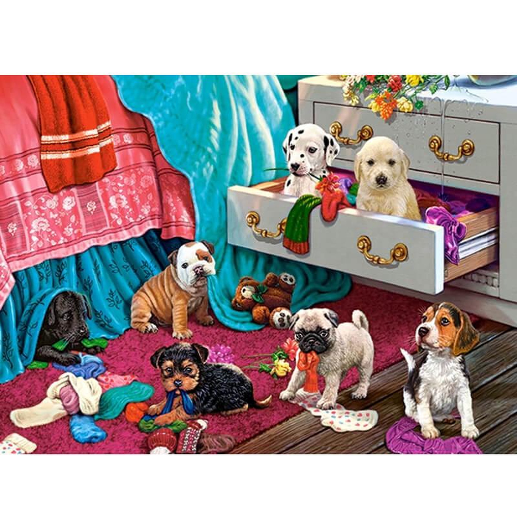 Voir la diapositive 1 : Castorland Puzzle 300 pièces : Chiots dans la chambre