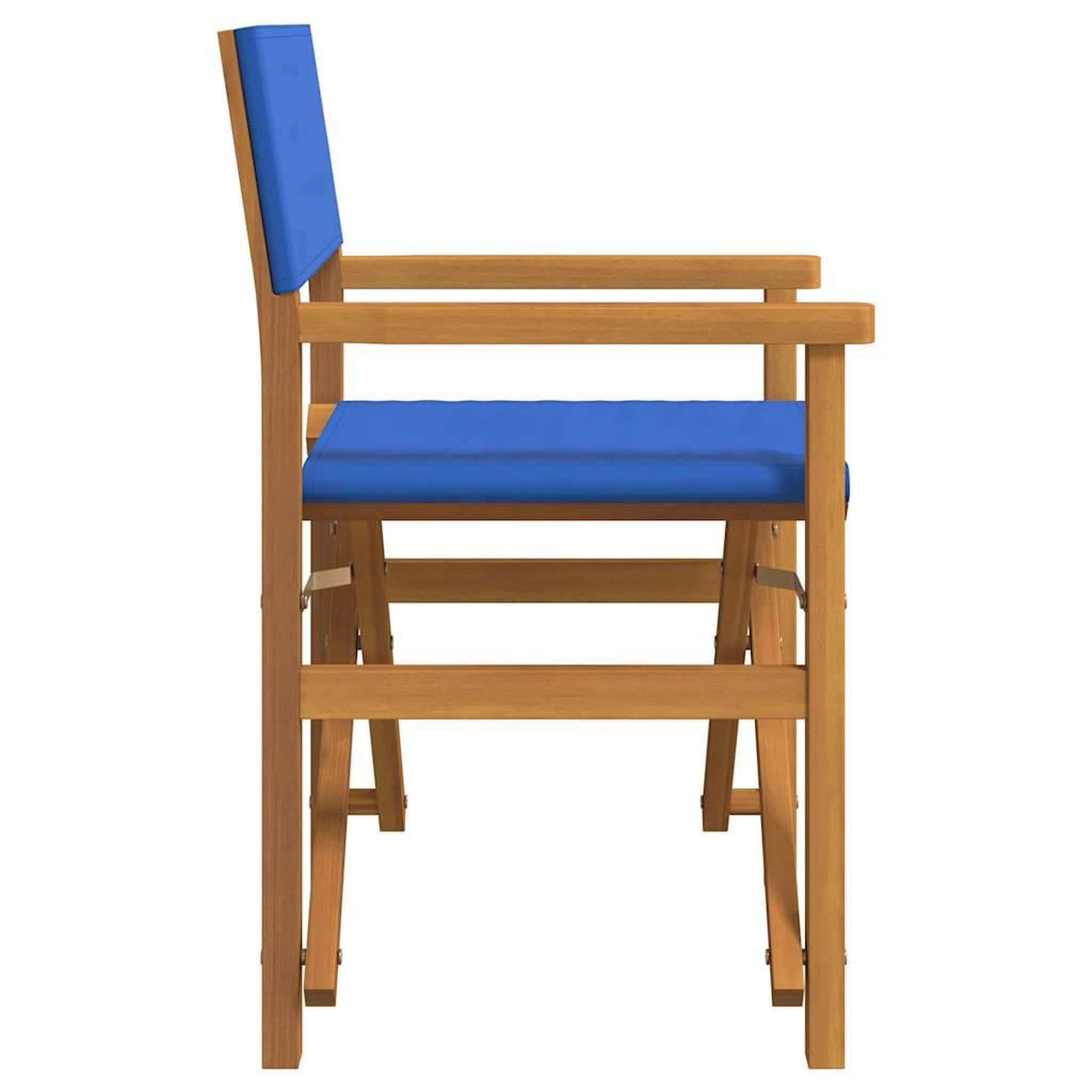 Voir la diapositive 4 : VIDAXL Chaise de metteur en scene pliante bleu bois teck massif