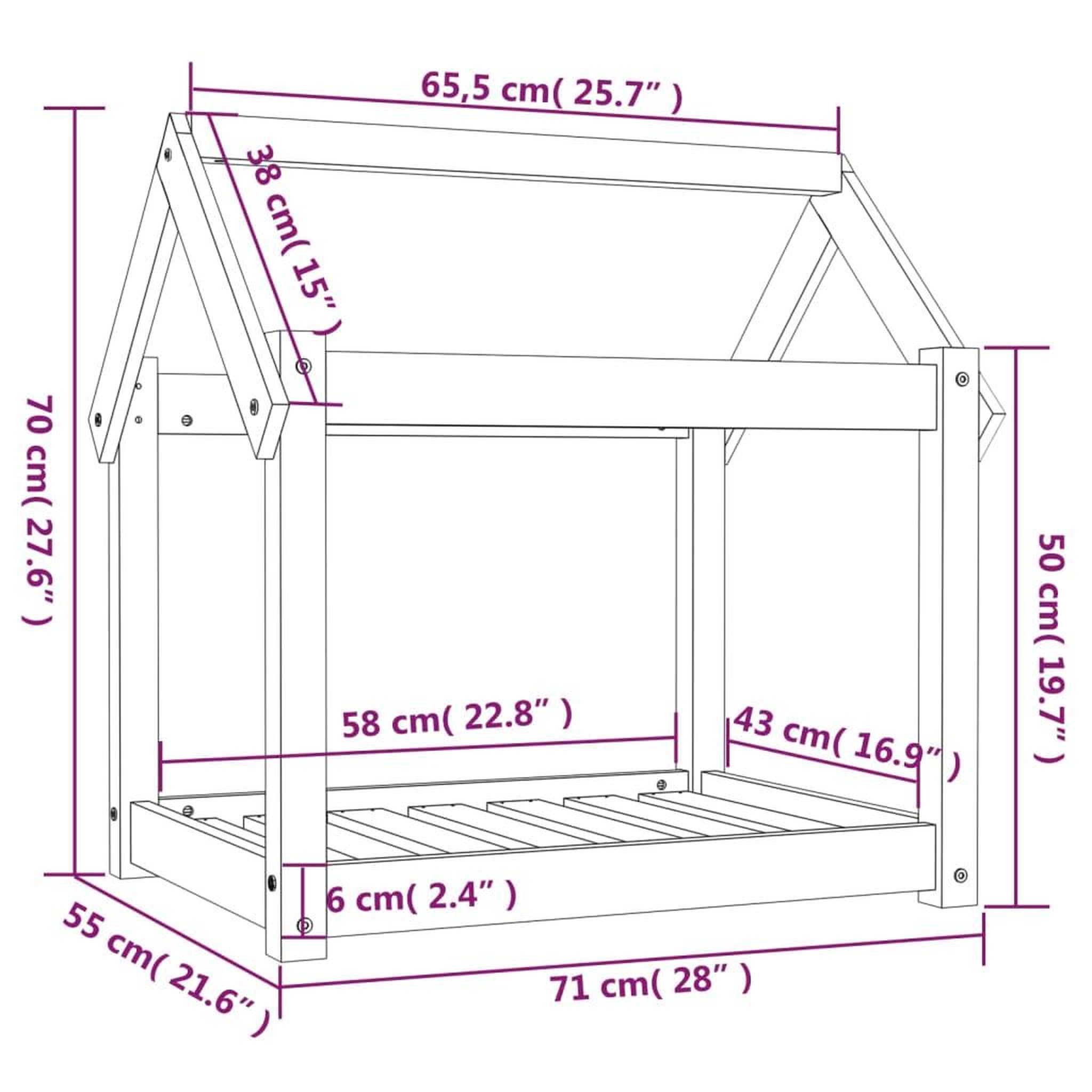 Voir la diapositive 6 : VIDAXL Lit pour chien Gris 71x55x70 cm Bois de pin solide