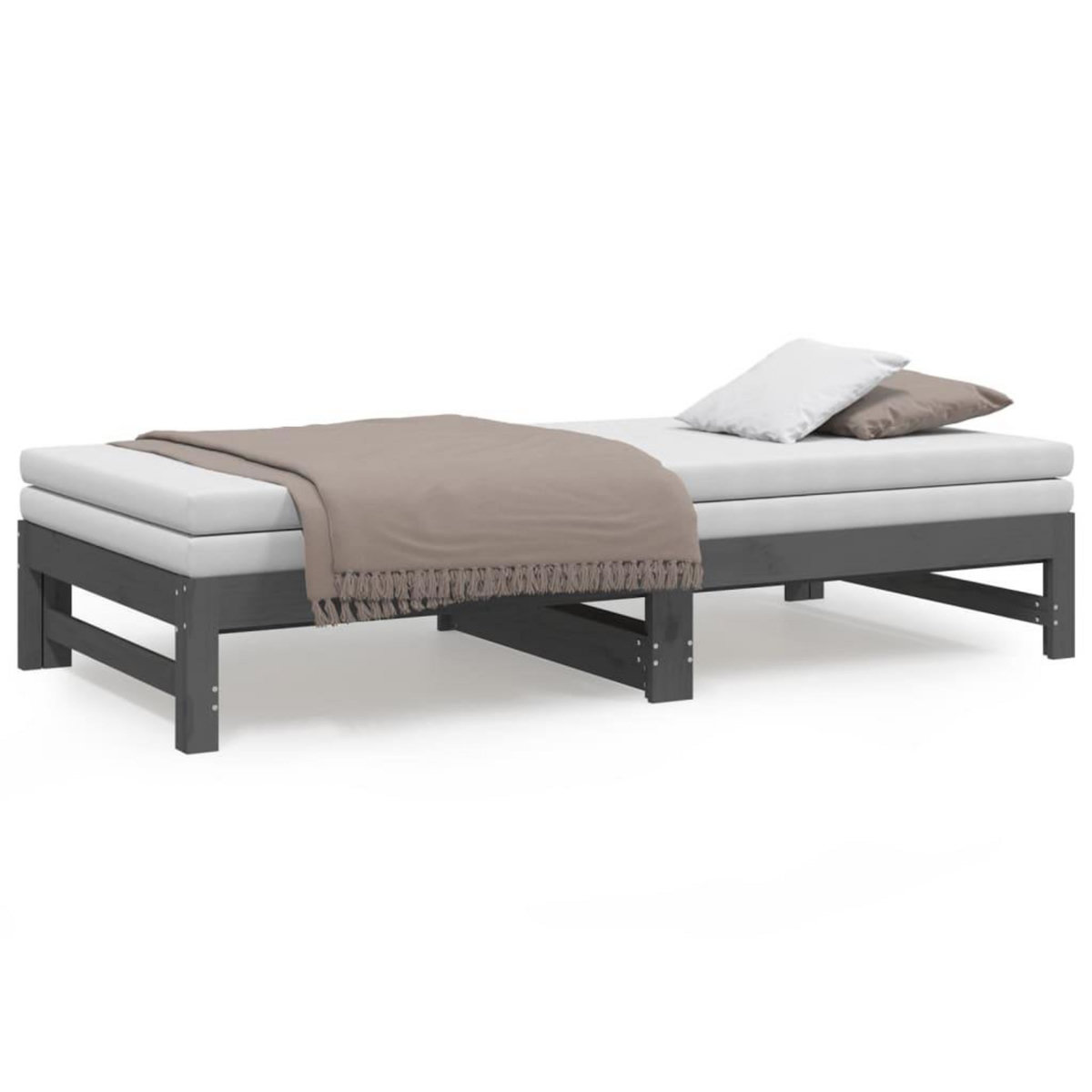 VIDAXL Lit coulissant sans matelas gris 2x(90x190) cm