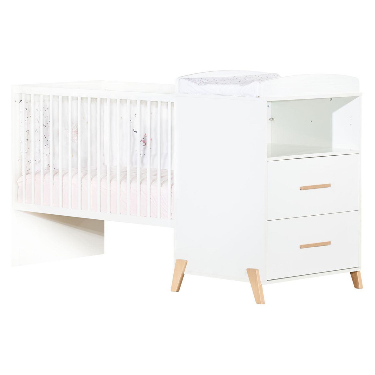BABY PRICE  Lit bébé combiné 120x60 évolutif en 90x190cm JOY coloris naturel  