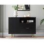 Voir la diapositive 1 : BEST MOBILIER Monica - buffet - noir - 2 tiroirs, 1 porte et 1 niche - 107 cm