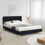 Voir la diapositive 2 : ID MARKET Lit double scandinave BALTA avec tête de lit et sommier 140 x 190 cm tissu noir
