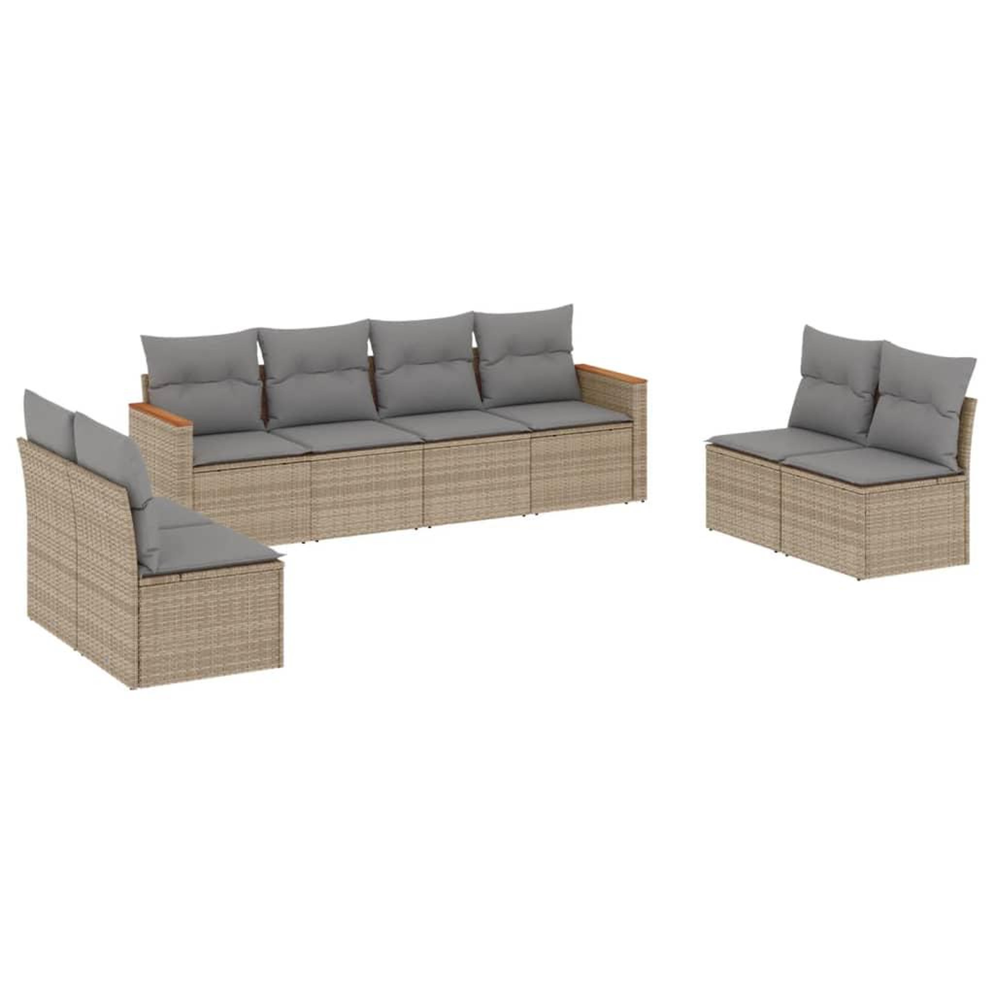 Voir la diapositive 2 : VIDAXL Salon de jardin avec coussins 8 pcs beige resine tressee