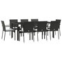 Voir la diapositive 3 : VIDAXL Ensemble a manger jardin 9pcs et coussins noir resine tressee