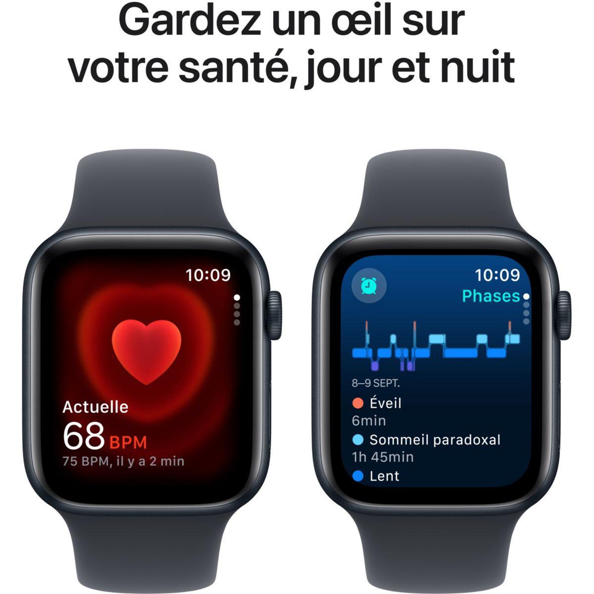 Voir la diapositive 5 : APPLE Montre connectée SE 44mm Minuit S/M