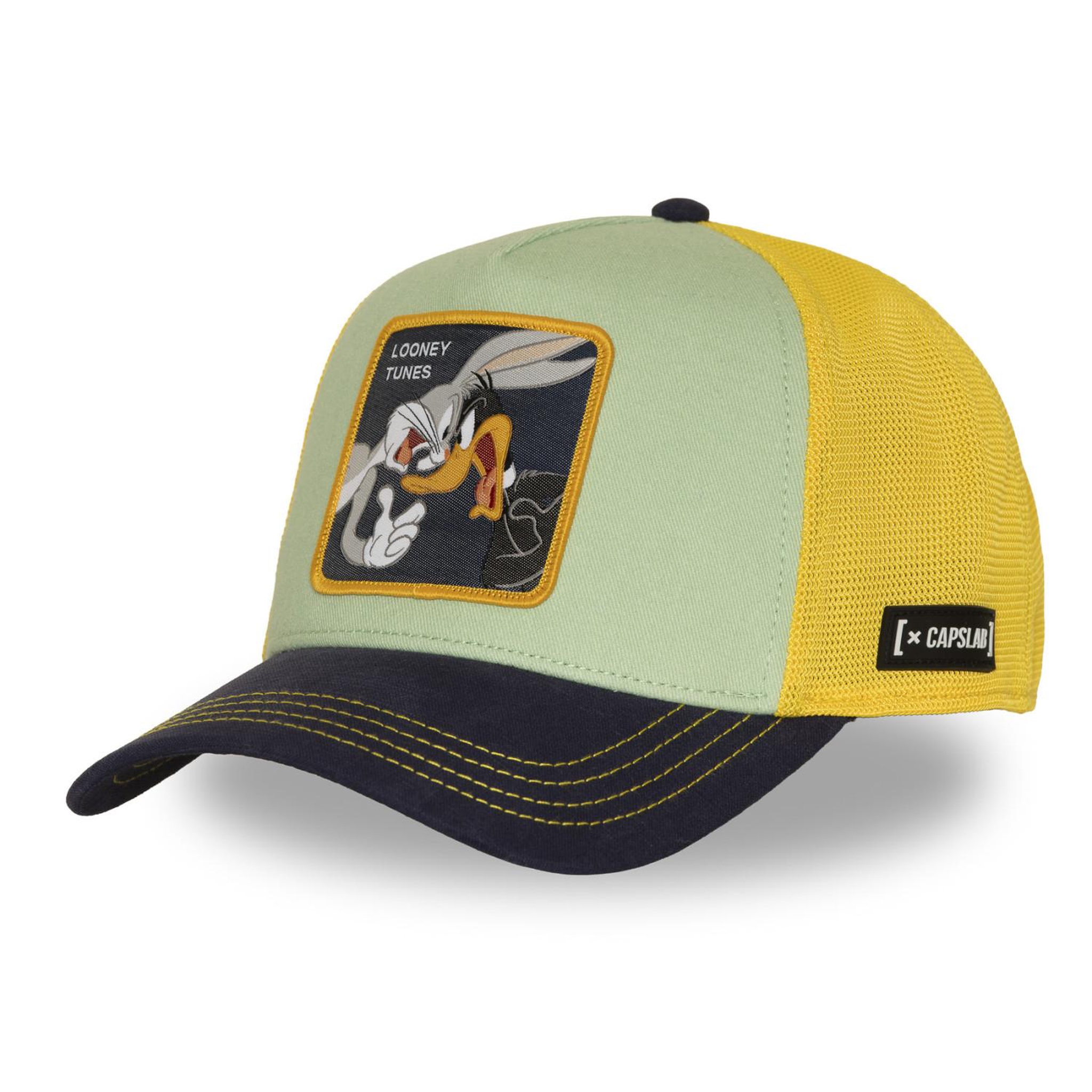 CAPSLAB Casquette trucker premium filet et patch looney tunes bugs and daffy. Coloris disponibles : Vert