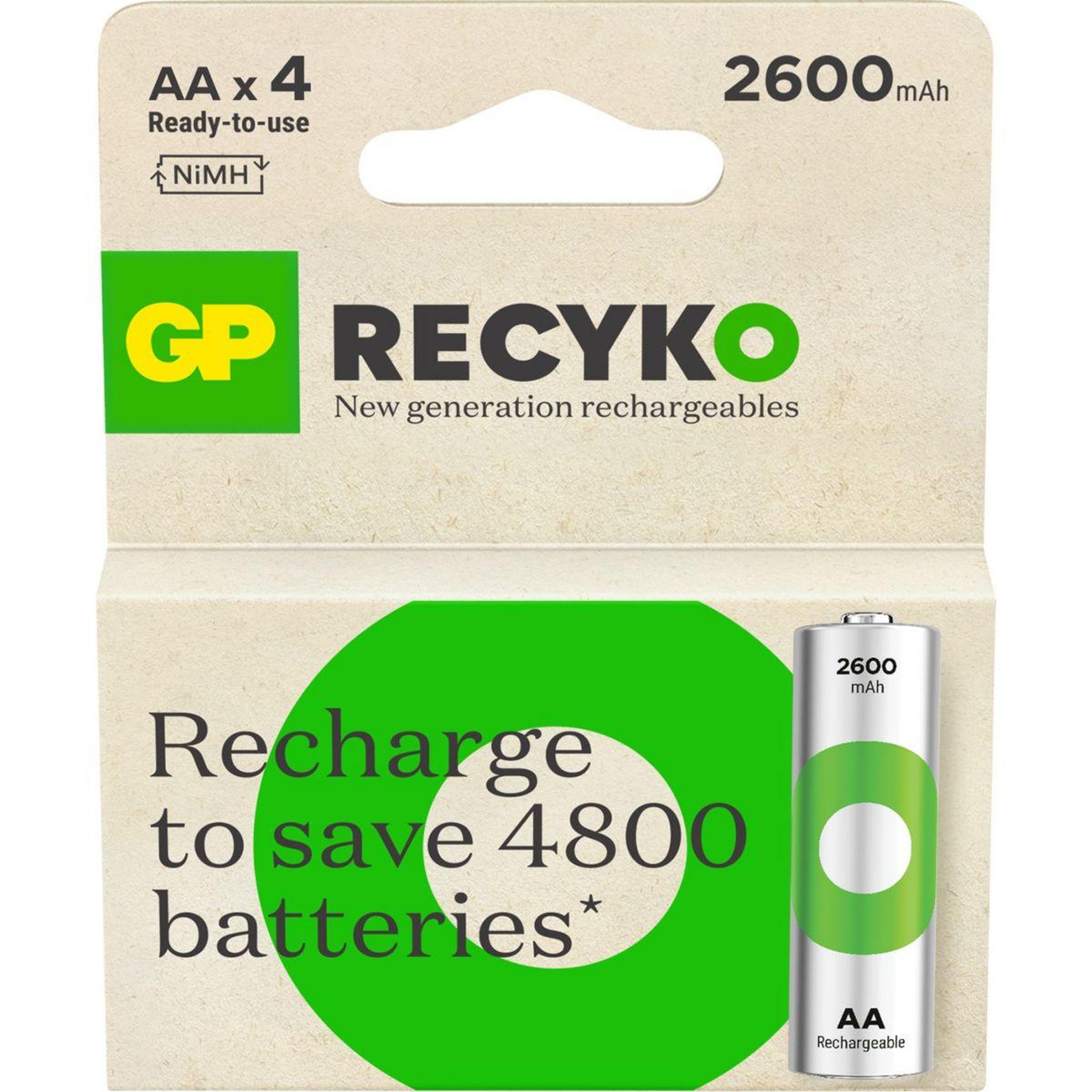 GP BATTERIES Pile rechargeable aa recycko lot de 4 2600mah
