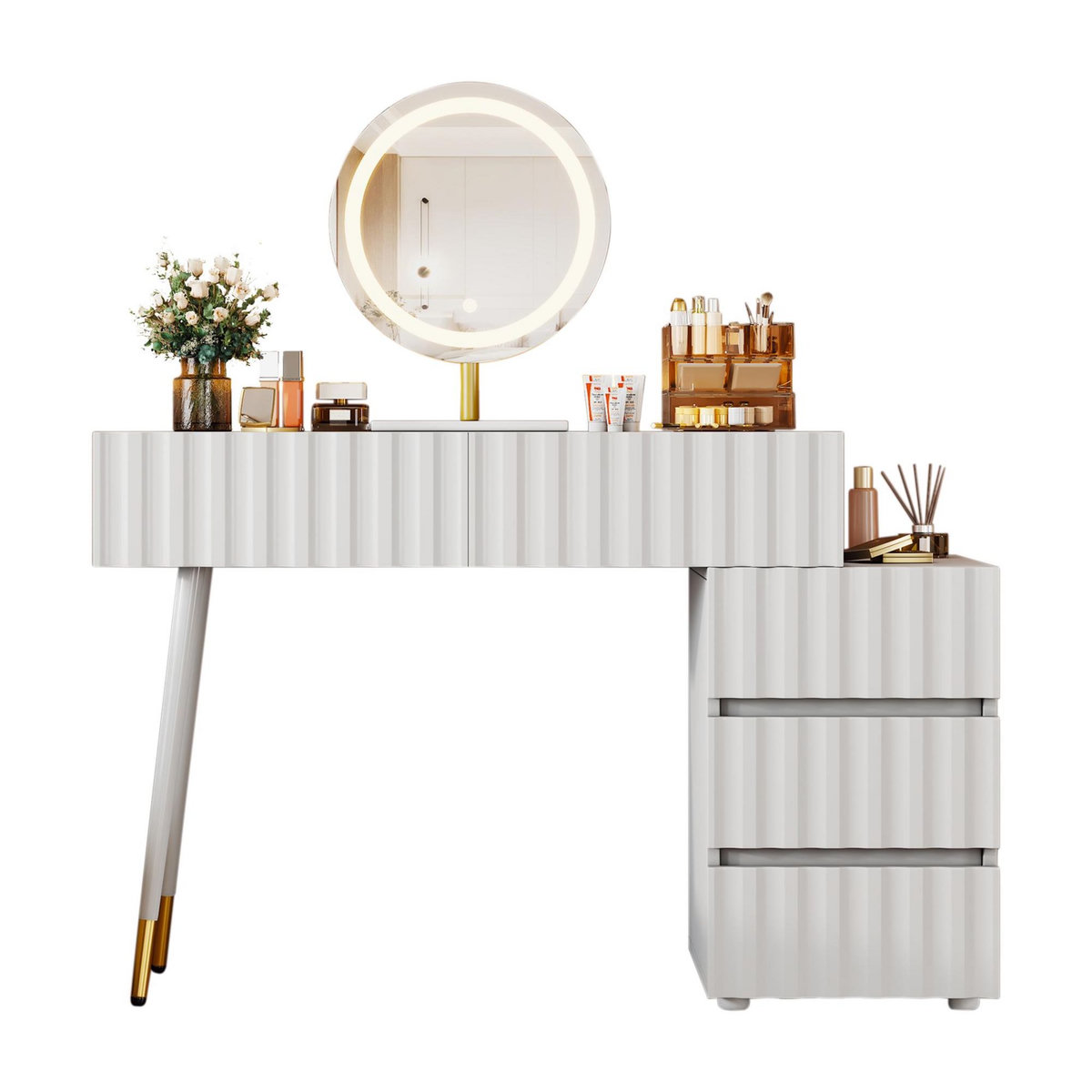 MERAX Coiffeuse coloris blanc mdf et panneaux de particules