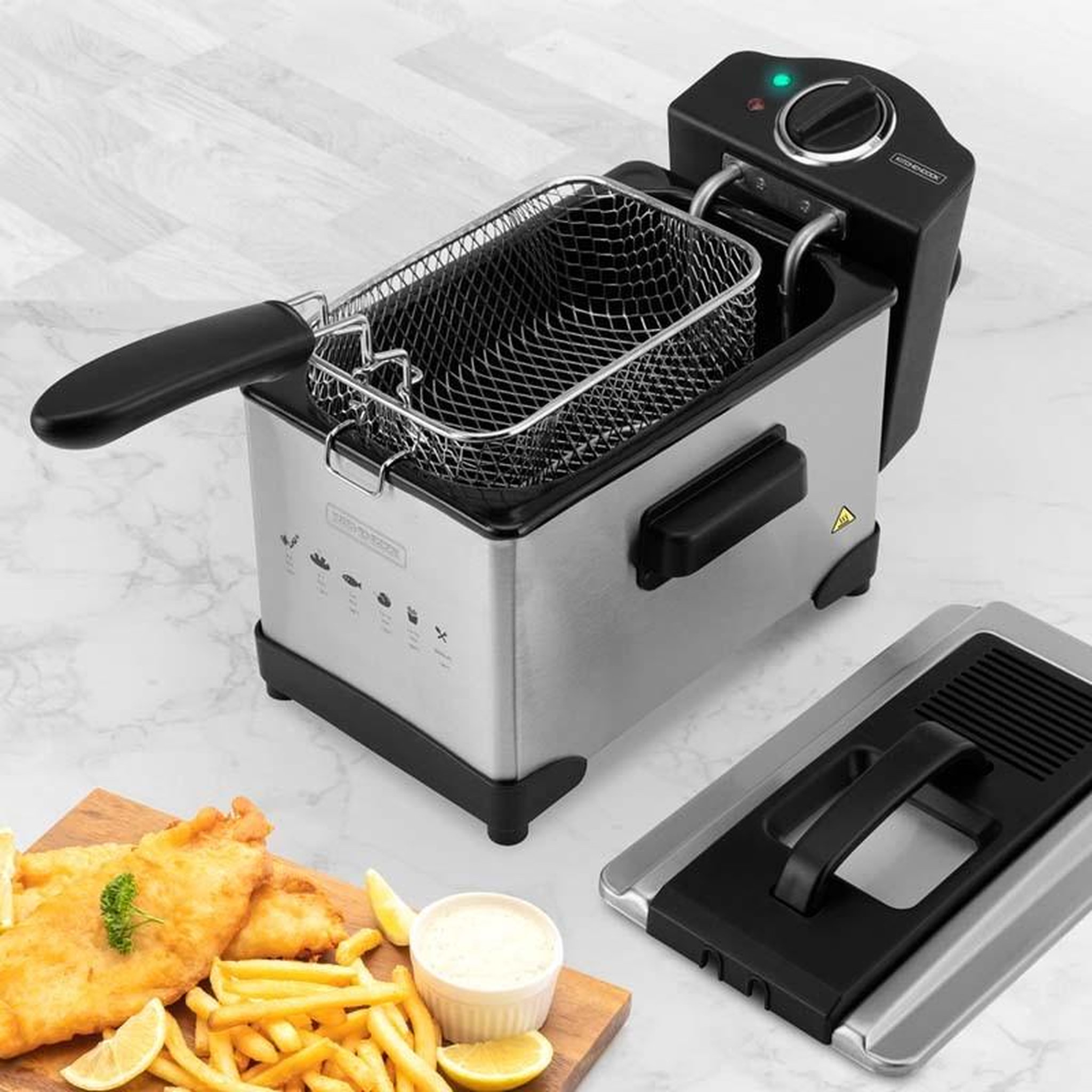 Voir la diapositive 5 : KITCHENCOOK Kitchencook - Fry Plus - Inox - Friteuse Semi-pro - 3 L - 2000 W