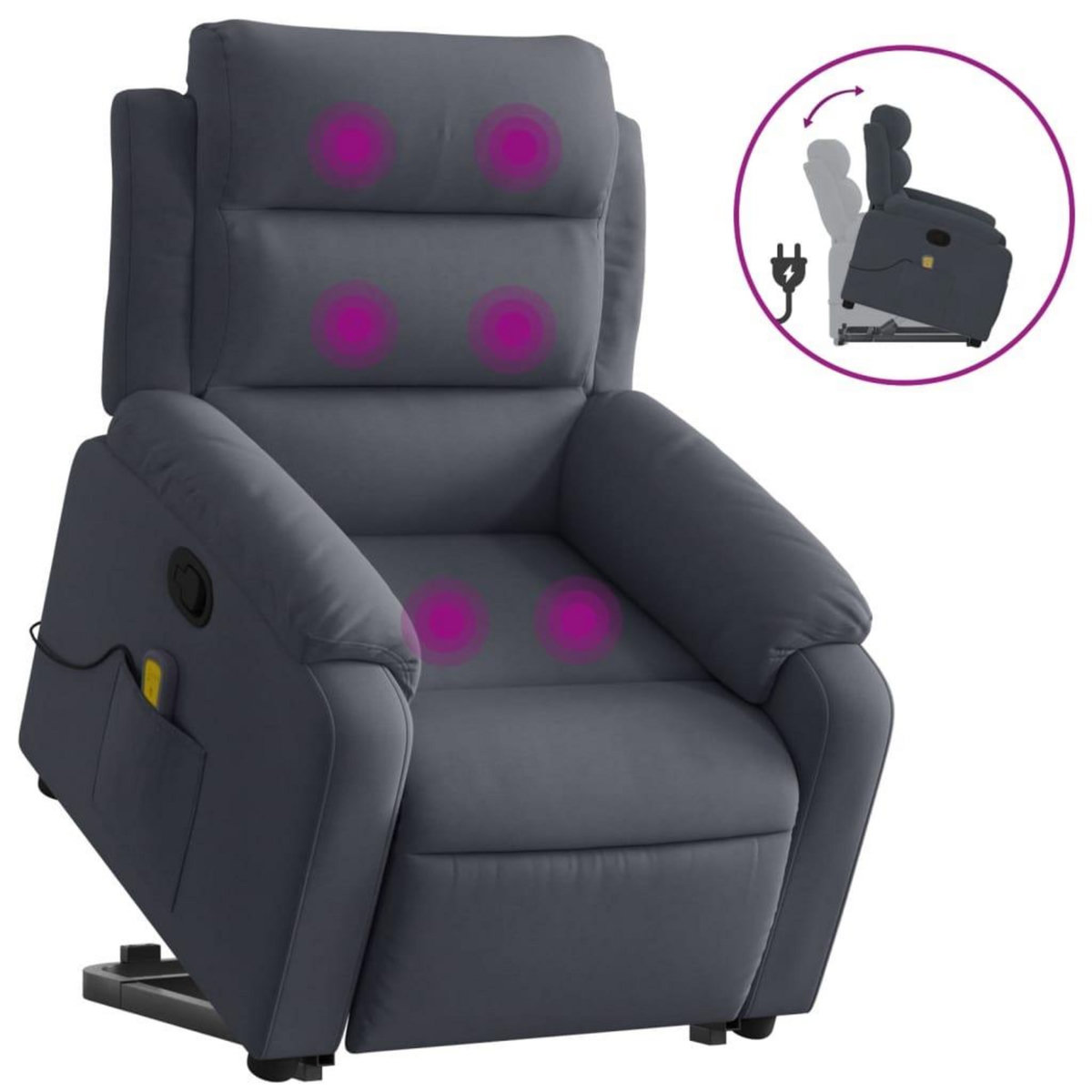 VIDAXL Fauteuil de massage inclinable Gris fonce Velours