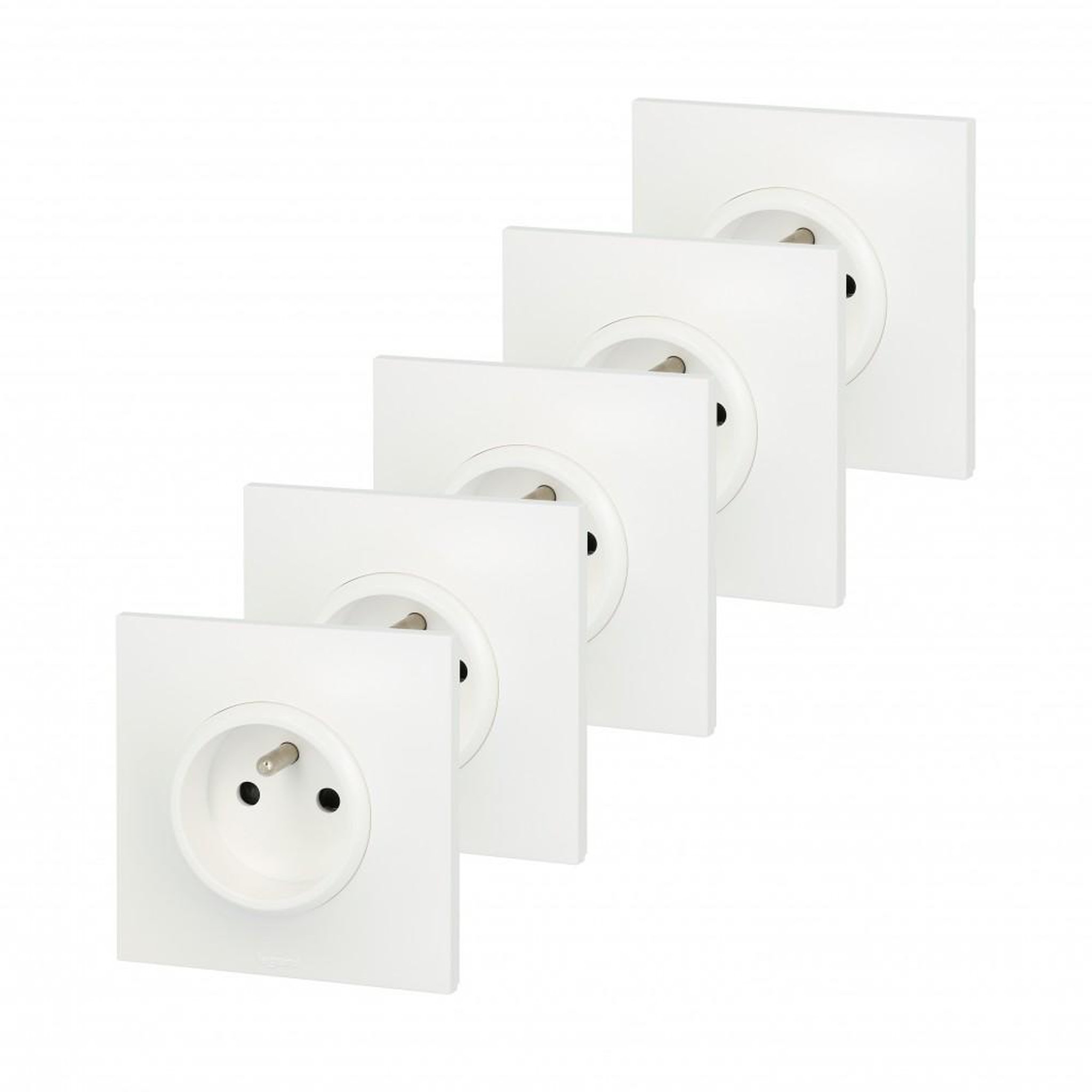Legrand Lot de 5 prises avec terre Neptune, blanc, LEGRAND