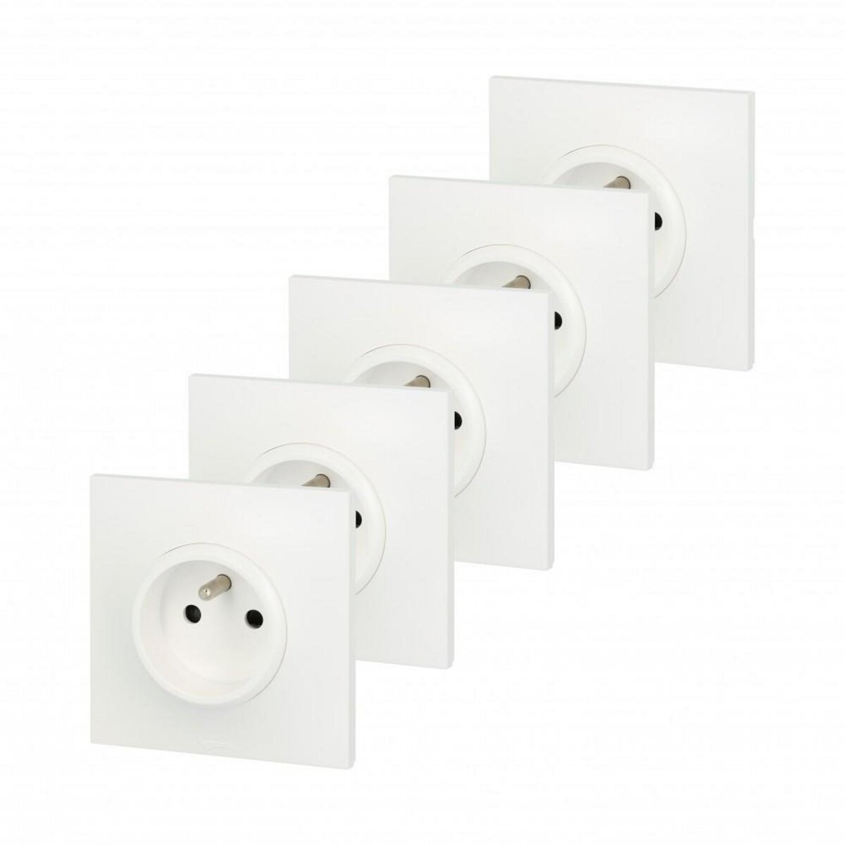 Legrand Lot de 5 prises avec terre Neptune, blanc, LEGRAND