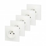 Legrand Lot de 5 prises avec terre Neptune, blanc, LEGRAND