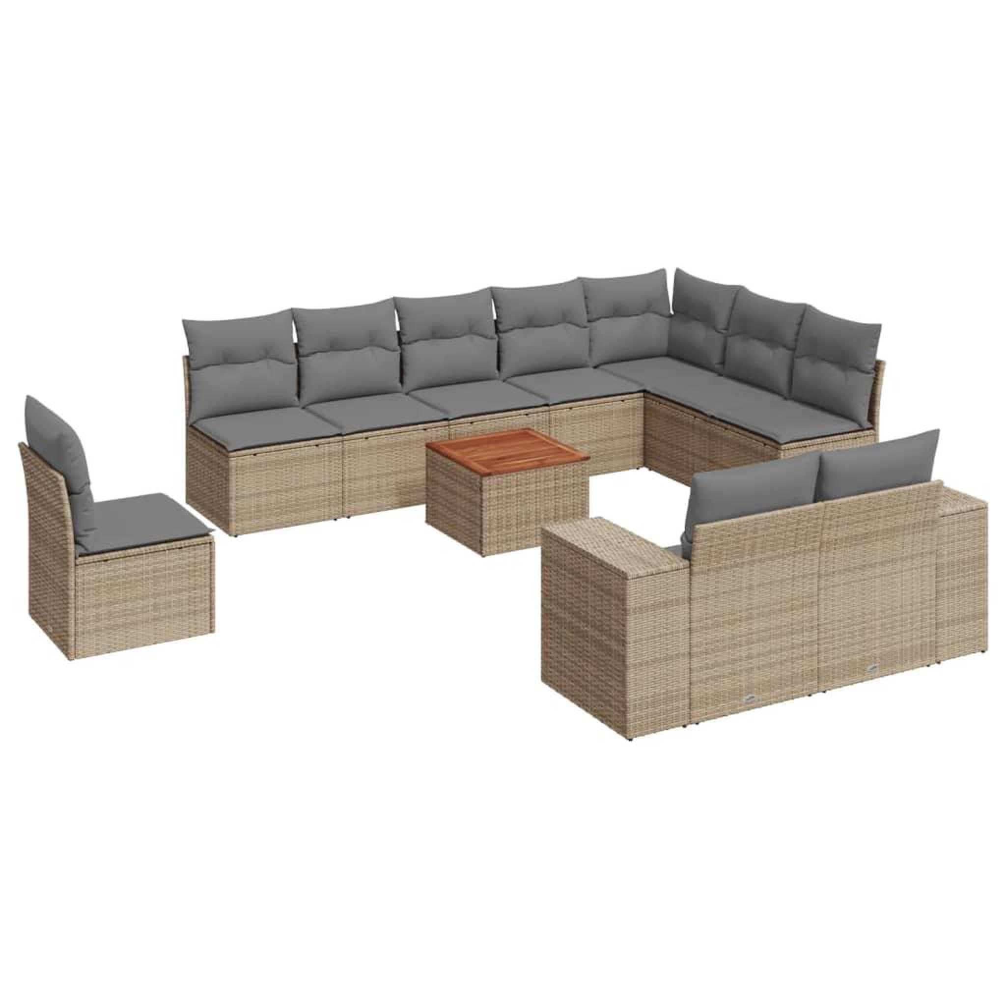 Voir la diapositive 2 : VIDAXL Salon de jardin 11 pcs avec coussins beige resine tressee
