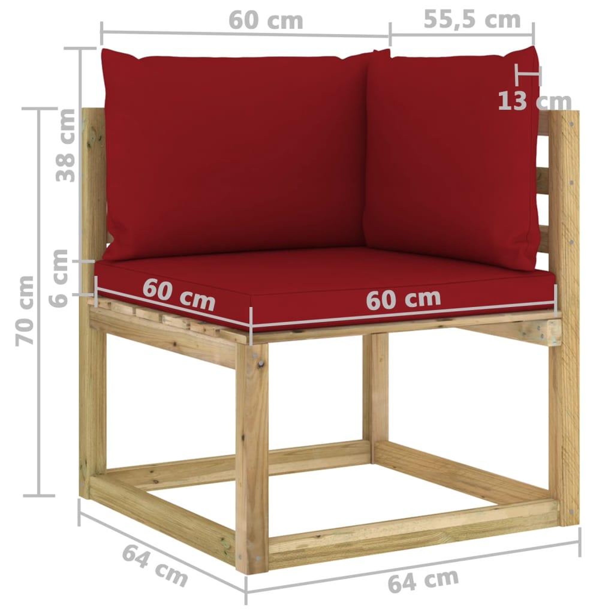 Voir la diapositive 6 : VIDAXL Canape d'angle de jardin avec coussins Bois impregne de vert