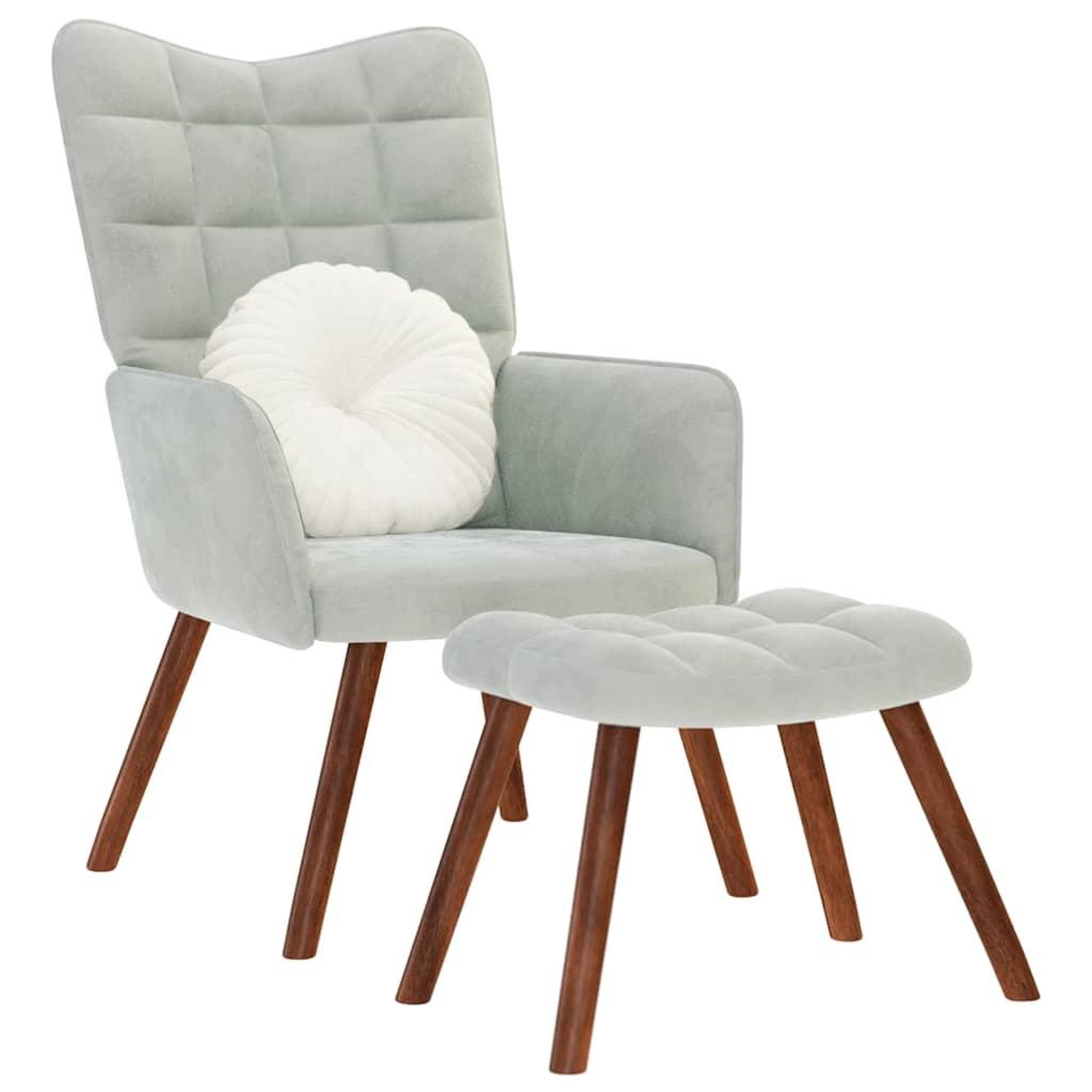 VIDAXL Chaise de relaxation avec tabouret Gris clair Velours
