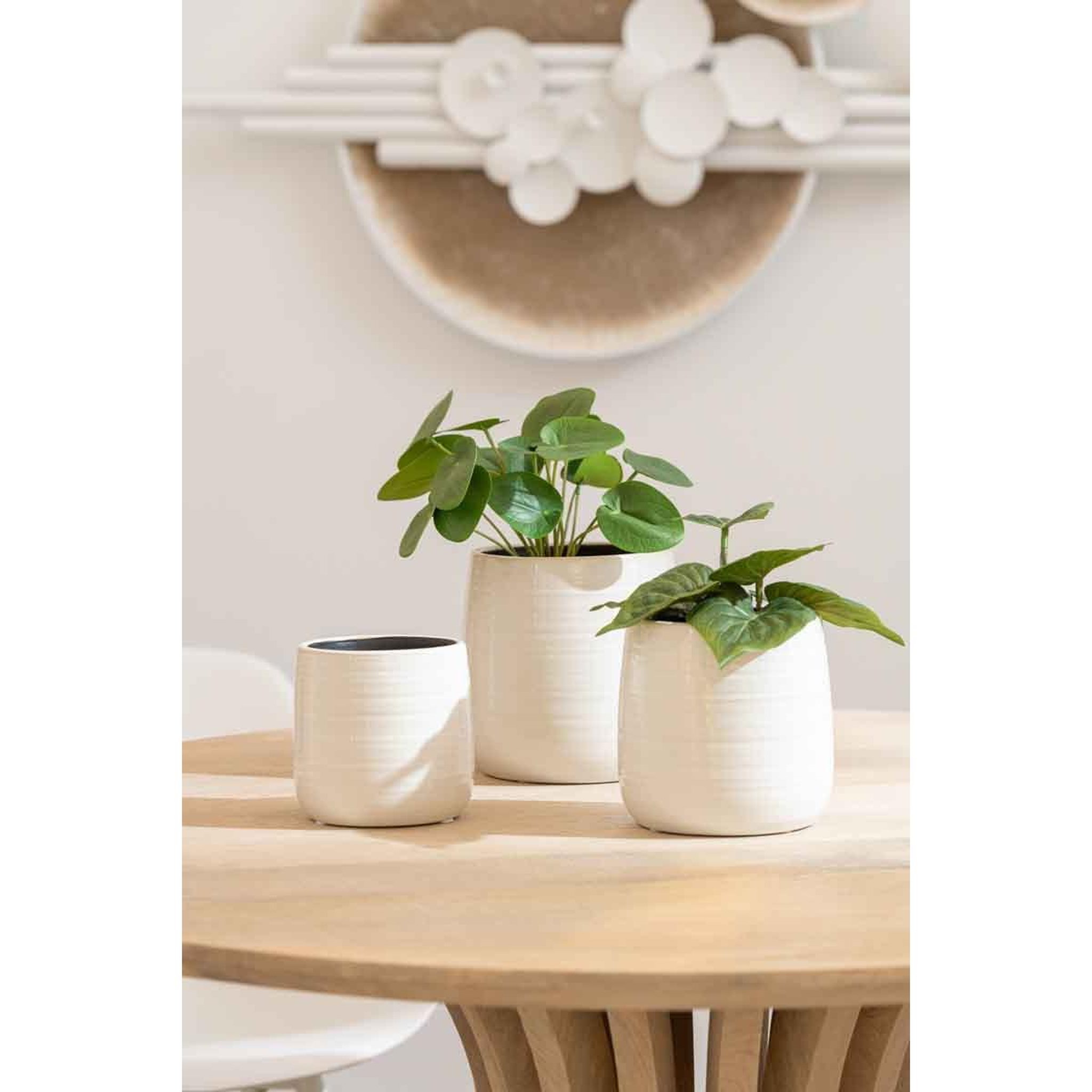 Voir la diapositive 2 : J-LINE Cache-Pot en Céramique  Uni  16cm Blanc