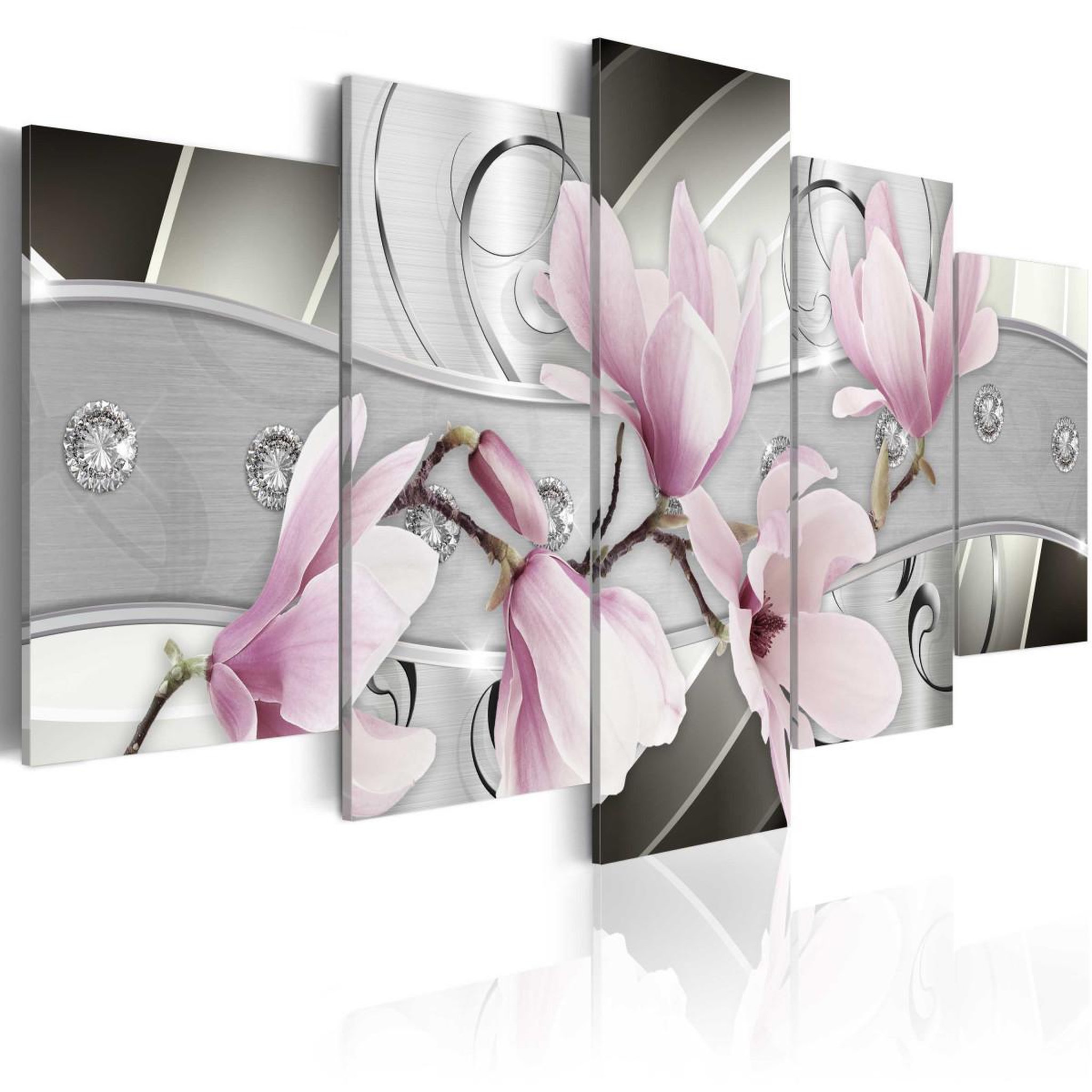 Paris Prix Tableau imprimé  magnolias en acier. Coloris disponibles : Multicolore