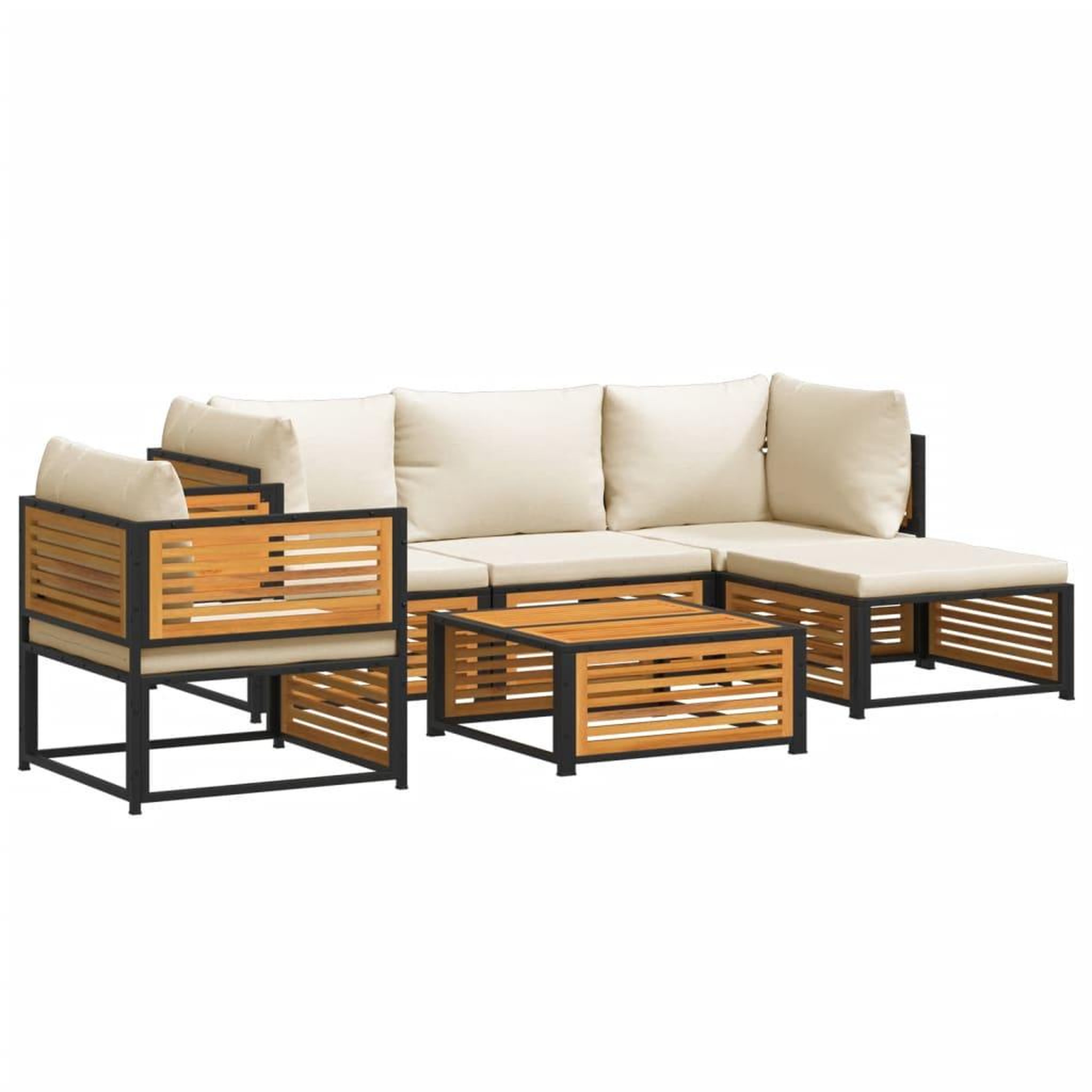 Voir la diapositive 2 : VIDAXL Salon de jardin avec coussins 6 pcs bois d'acacia solide