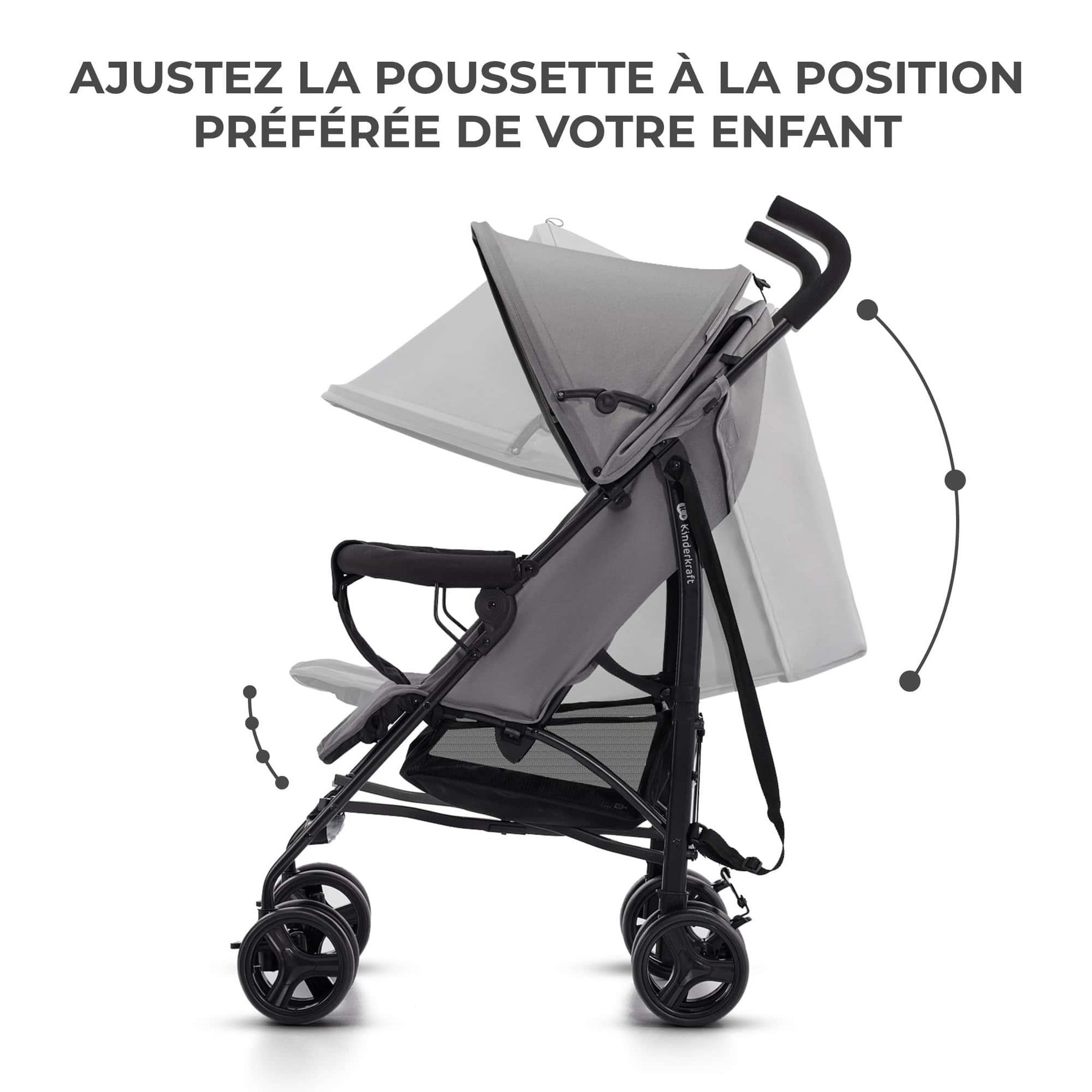 Voir la diapositive 3 : KINDERKRAFT Poussette légère de voyage pliable avec dossier réglable