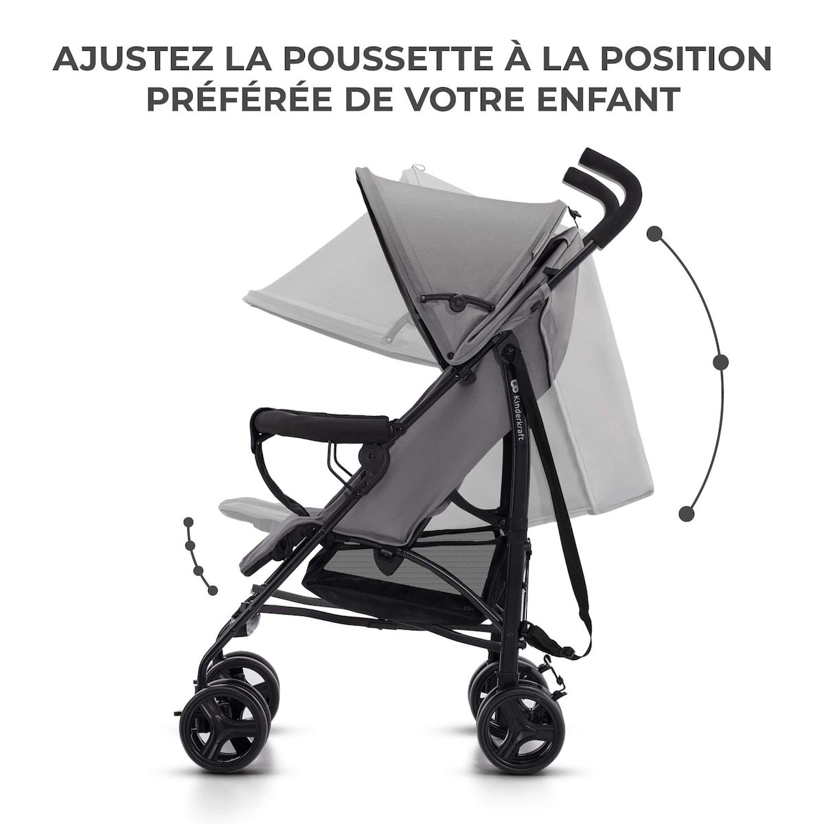 KINDERKRAFT Poussette légère de voyage pliable avec dossier réglable
