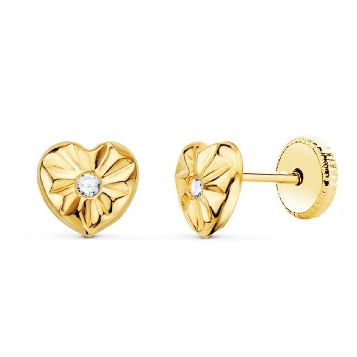 L'ATELIER D'AZUR Boucles d'Oreilles Or 18 Carats 750/000 Jaune Motif Coeur - Fille