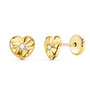Voir la diapositive 1 : L'ATELIER D'AZUR Boucles d'Oreilles Or 18 Carats 750/000 Jaune Motif Coeur - Fille