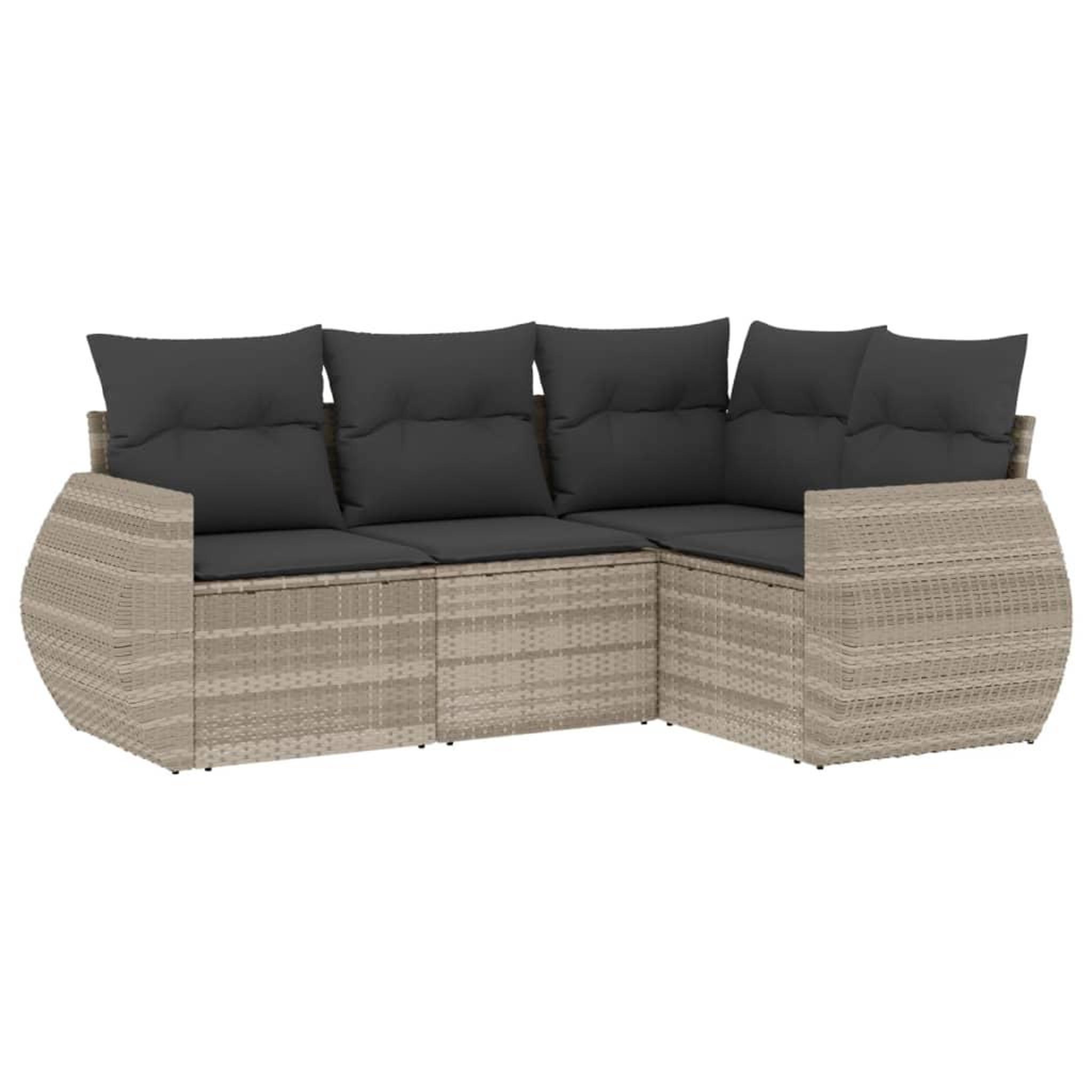 Voir la diapositive 2 : VIDAXL Salon de jardin 4 pcs avec coussins gris clair resine tressee