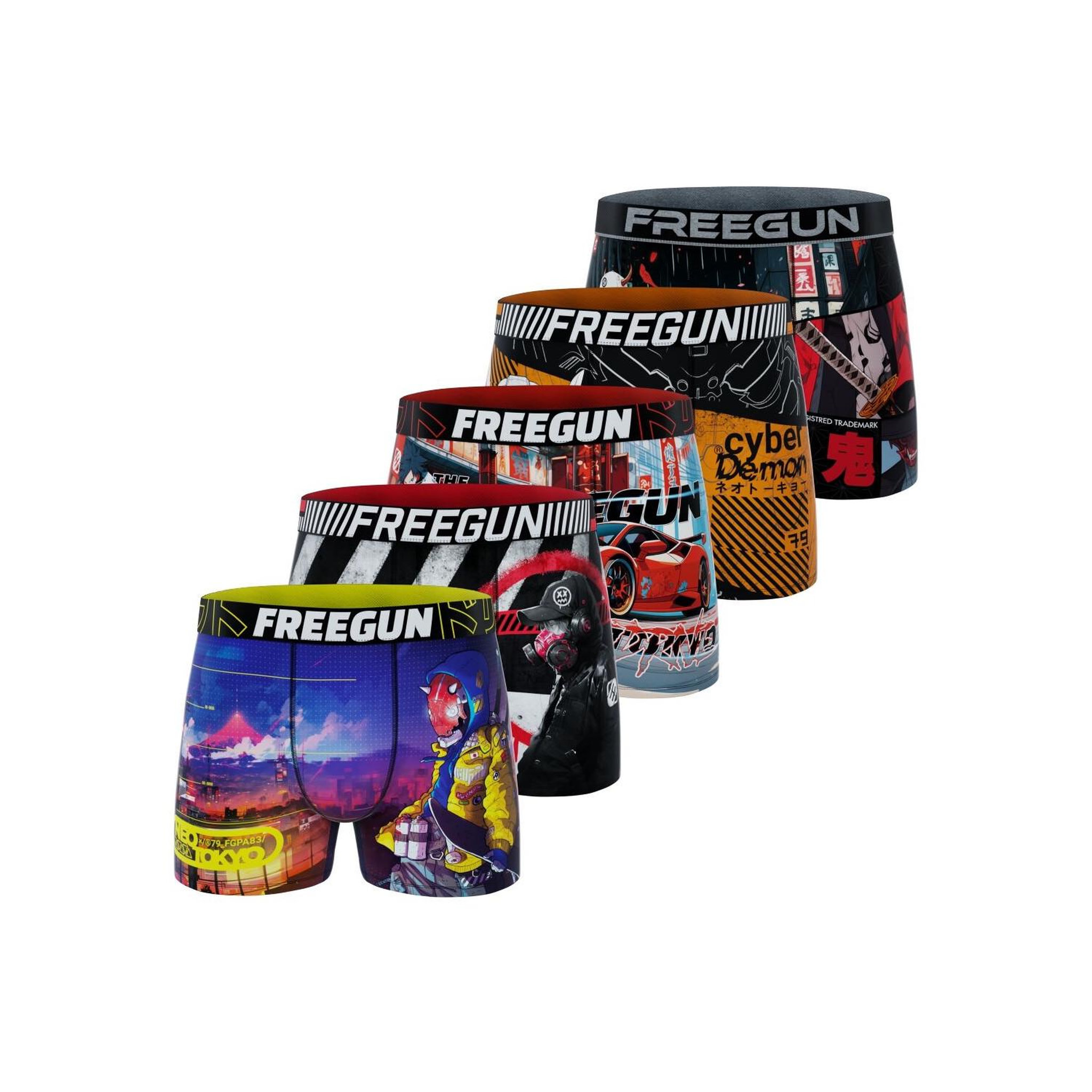 Voir la diapositive 1 : FREEGUN Lot de 5 boxers homme Street Ninja