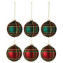 Voir la diapositive 1 : Paris Prix Lot de 6 Boules de Noël  Quadrillé  8cm Vert & Rouge