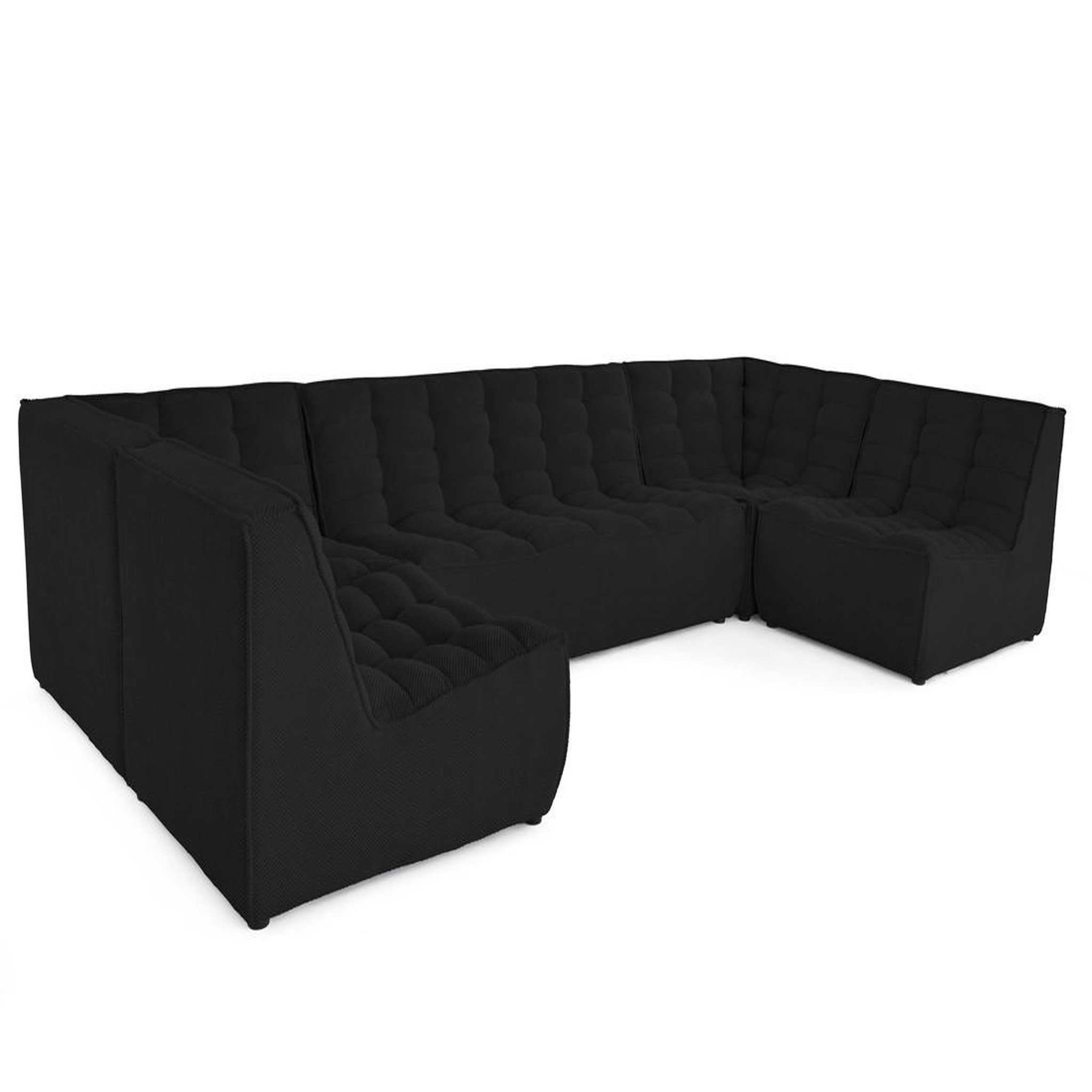 Voir la diapositive 5 : LISA DESIGN Ellie - canapé modulable panoramique 7 places en velours texturé