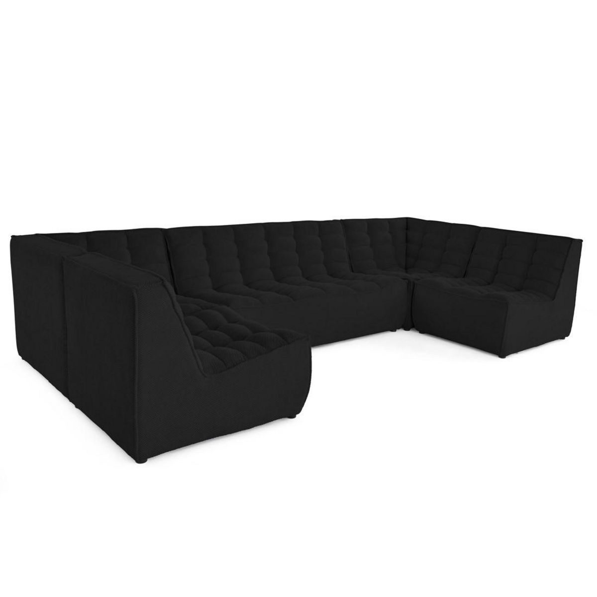 LISA DESIGN Ellie - canapé modulable panoramique 7 places en velours texturé