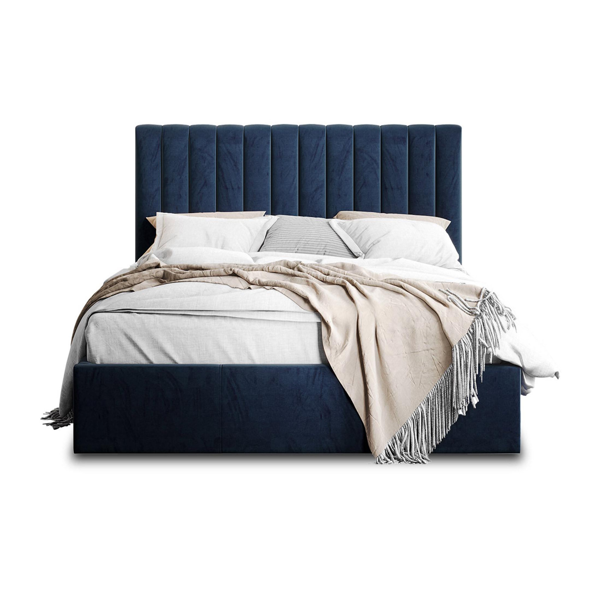 Voir la diapositive 1 : BEST MOBILIER Rosario - lit coffre - 180x200 - sommier inclus - en velours