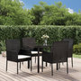 Voir la diapositive 1 : VIDAXL Ensemble a manger de jardin coussins 5pcs Noir Resine tressee