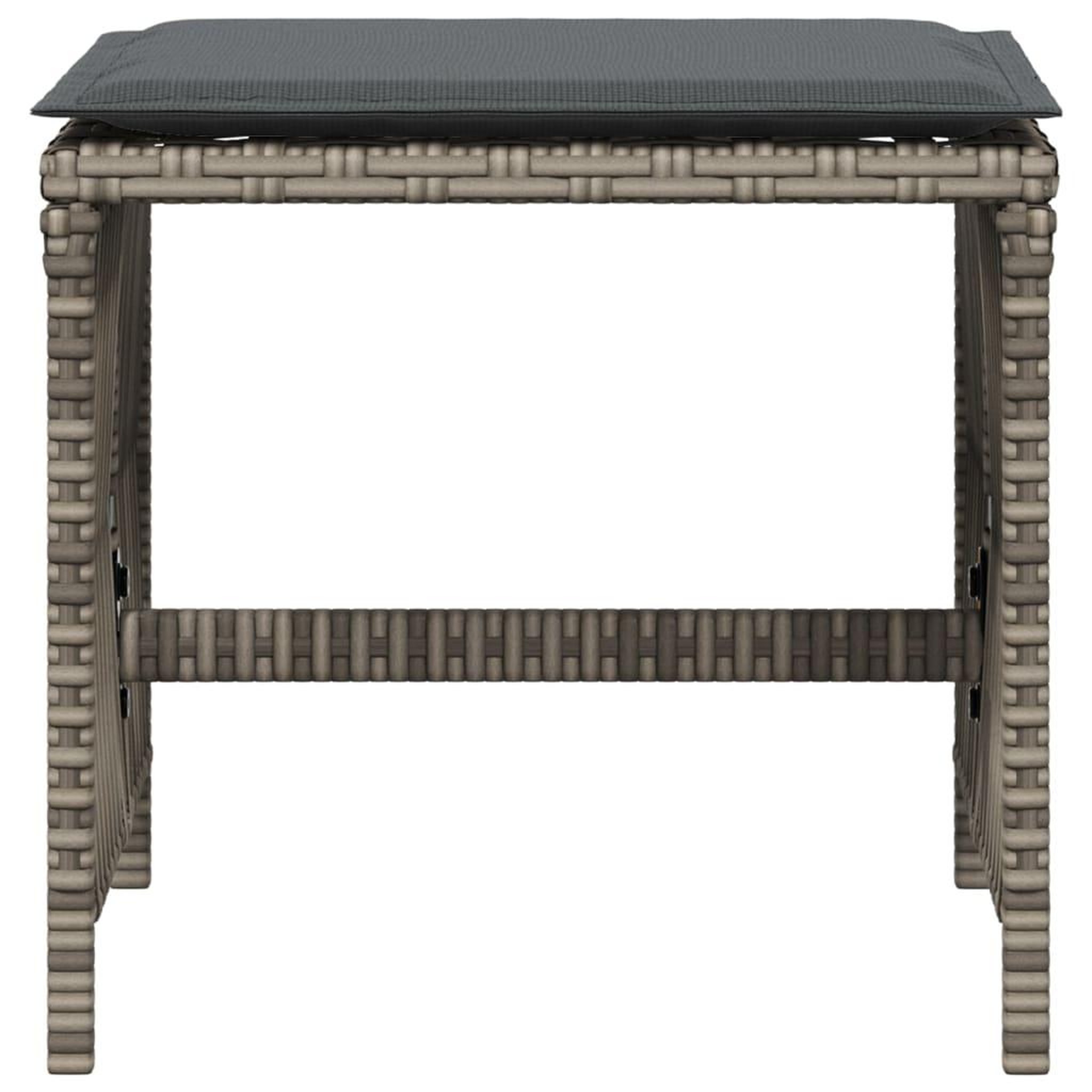 Voir la diapositive 5 : VIDAXL Tabourets de jardin et coussins lot de 4 gris 41x41x36 cm rotin