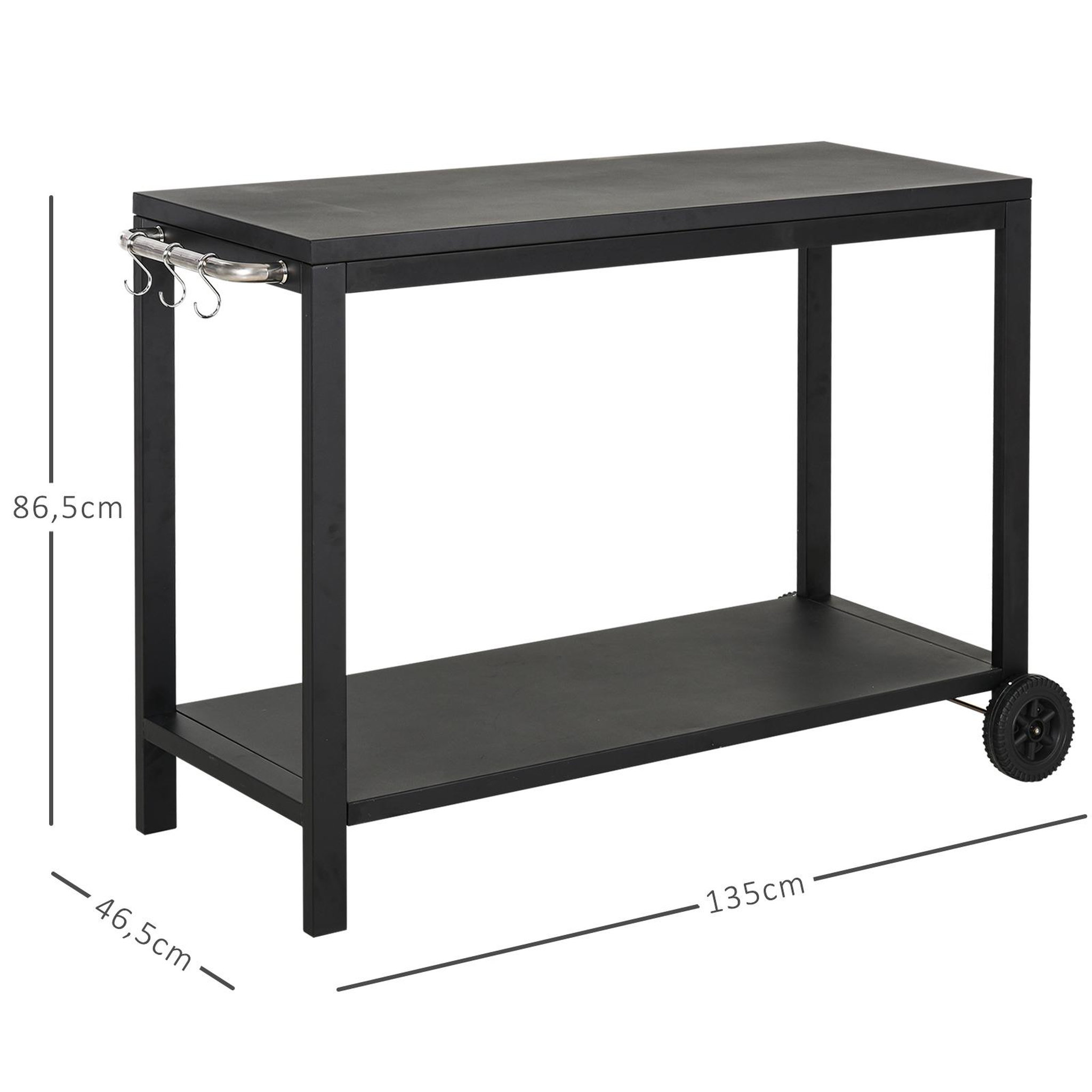 Voir la diapositive 3 : HOMCOM Desserte de jardin - desserte pour plancha - chariot de service à roulettes multi-rangements acier noir