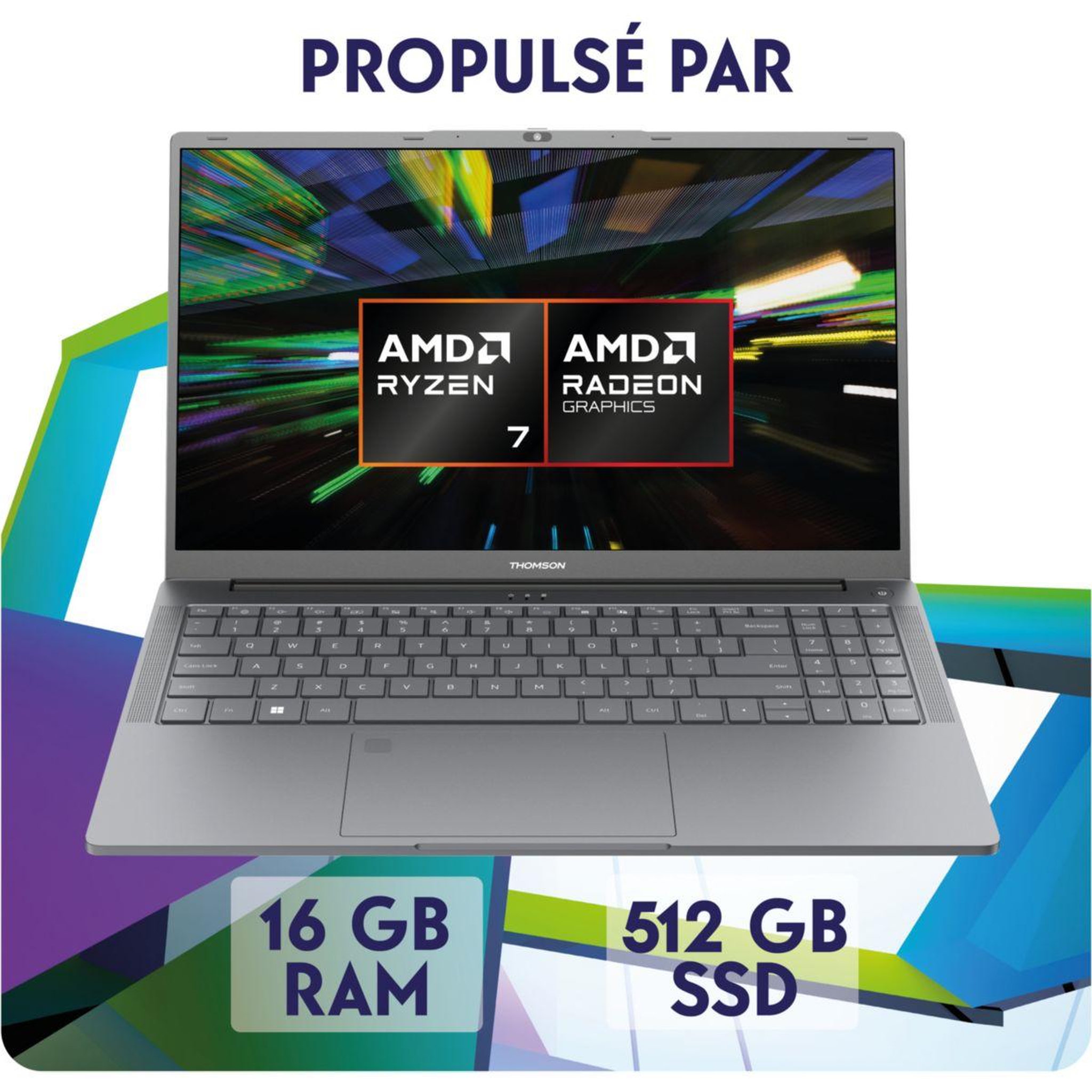 Voir la diapositive 2 : THOMSON Ordinateur portable nx15r716tu512 15,6  amd ryzen 7 7735hs 16 go ram ddr5 ssd 512 go