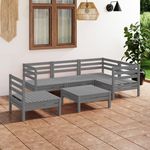 VIDAXL Salon de jardin 6 pcs Bois de pin massif Gris